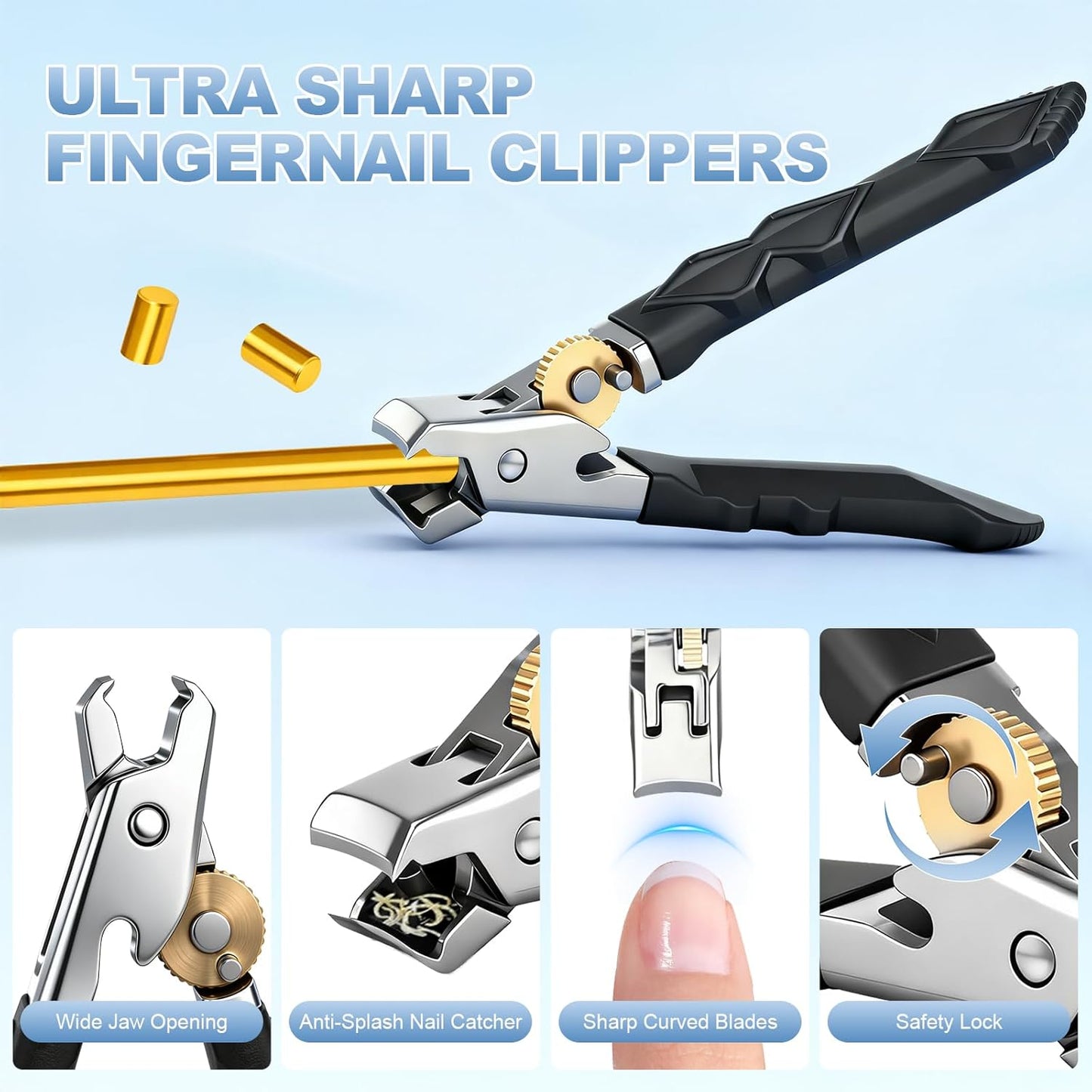 6-in-1 Toenail Clippers for Seniors - Heavy Duty Nail Cutter Set | 45° Angle for Ingrown Toenails, Arthritis Relief