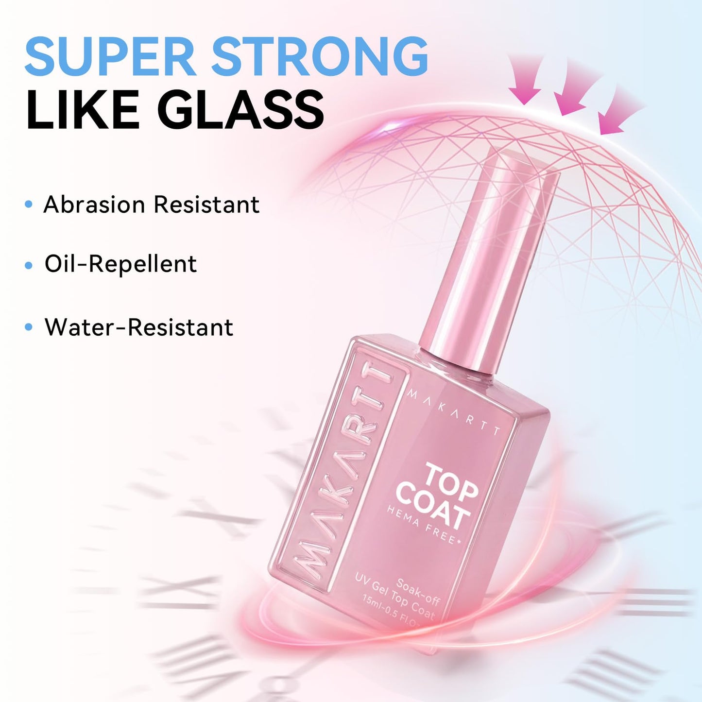 Makartt Hema-Free Gel Top Coat: 15ml No Wipe Clear Top Coat Gel Nail Polish Upgraded Mild Formula Long Lasting High Glossy Gel Polish Soak Off UV LED Lamp Needed for Home DIY Gift Women