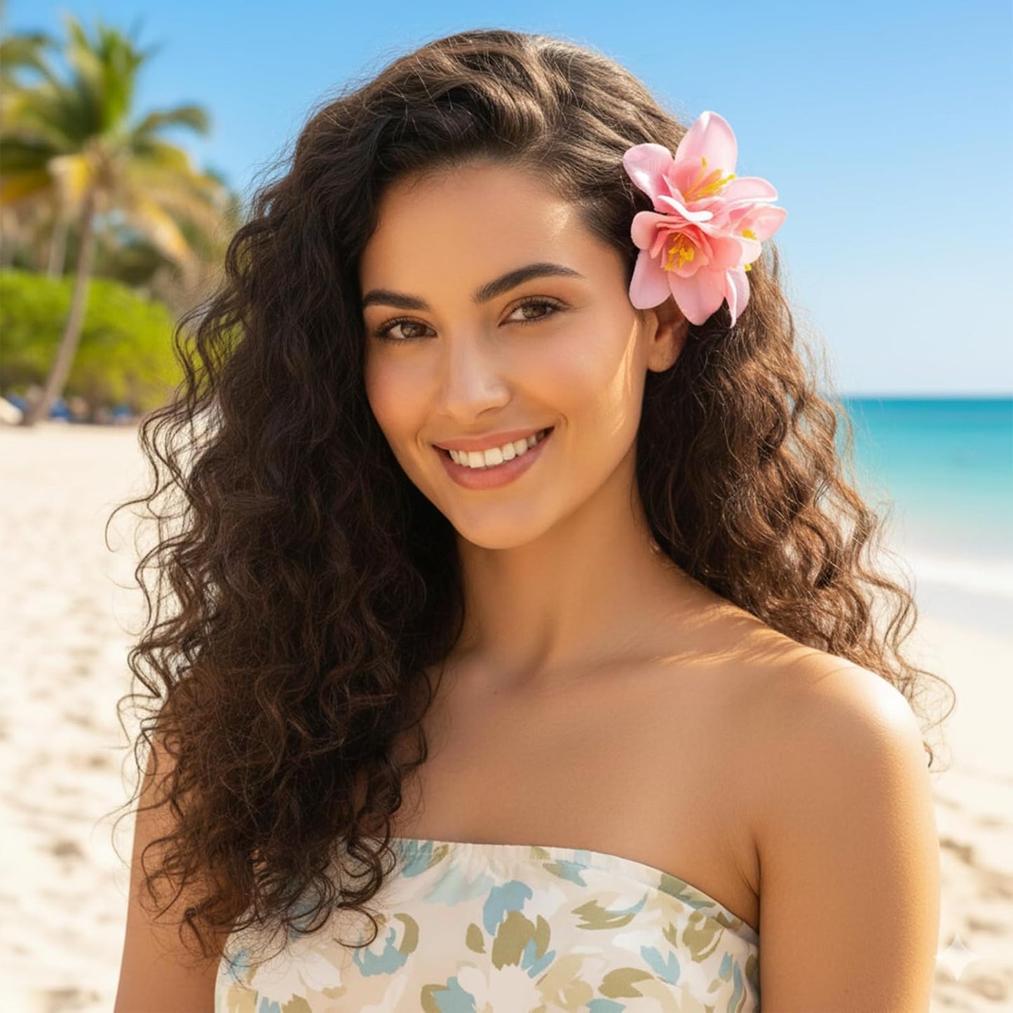Hawaiian Flower Hair Clips - 8 Pcs Plumeria & Hibiscus Hair Claw Clips | 3.5 Inch Beach Accessories for Women & Girls
