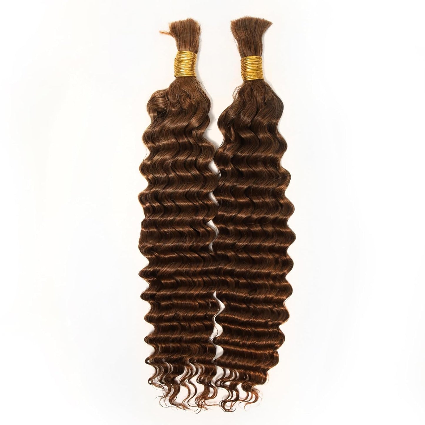 Human Braiding Hair - 100% Unprocessed Brazilian Virgin Hair, Deep Wave Knotless Bohemian Bundles | 16 Inch, Auburn Brown (30)