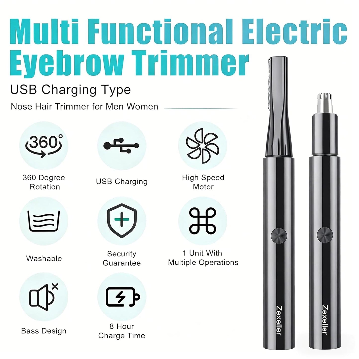 Electric Nose Hair Trimmer - 7-in-1 Painless Facial Grooming Kit | USB Rechargeable & Waterproof