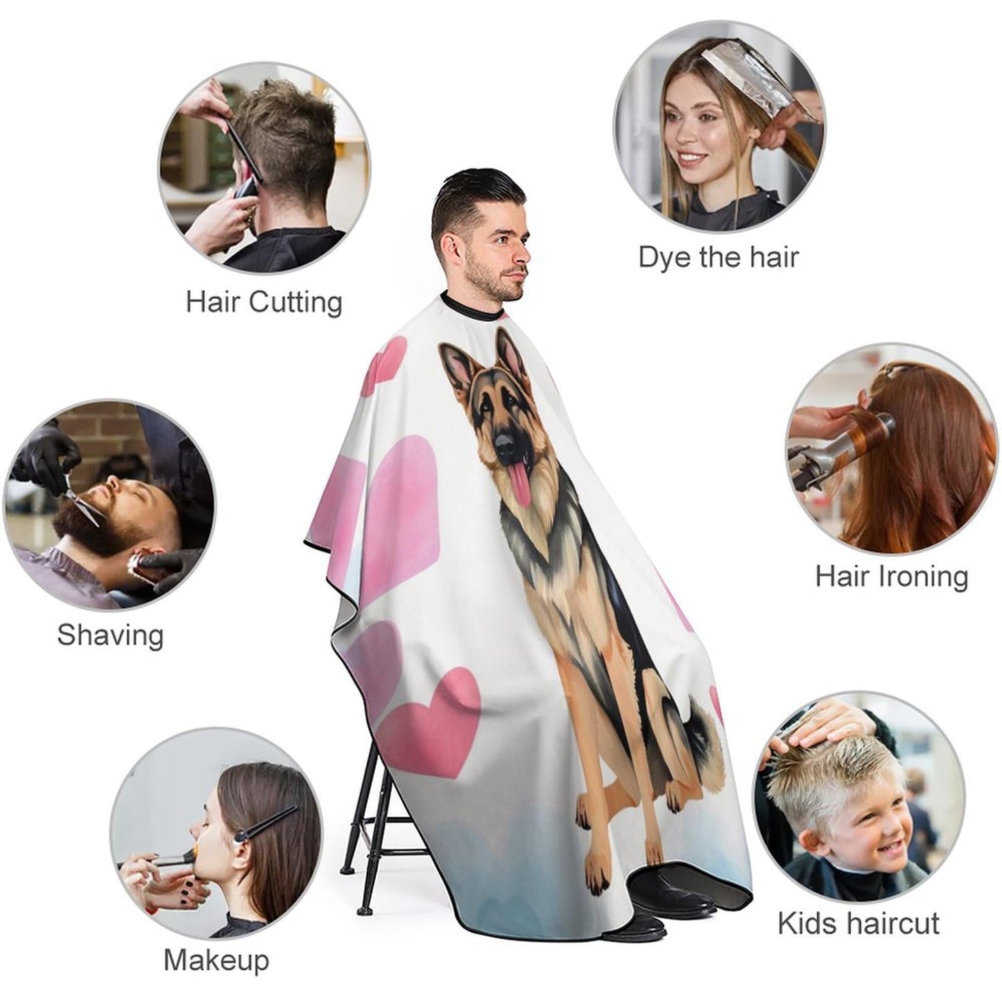 Extra Large Professional Hair Cutting Cape Full Coverage Barber Cape for Salon Home Use Funny German Shepherd Love