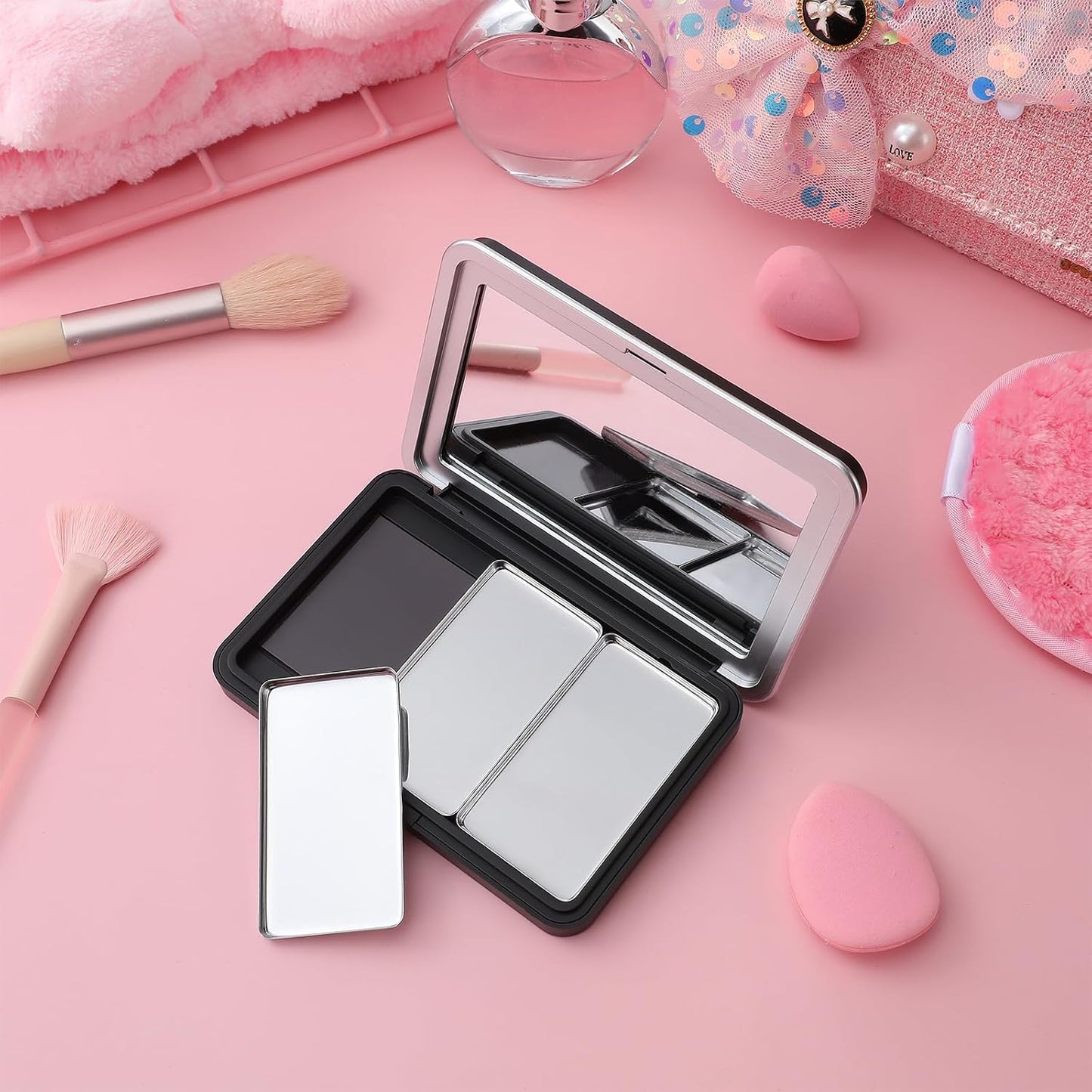 Empty Eyeshadow Palette - Refillable Magnetic Makeup Organizer with Mirror | Compact Travel Size for Eyeshadow, Blush, Lipstick