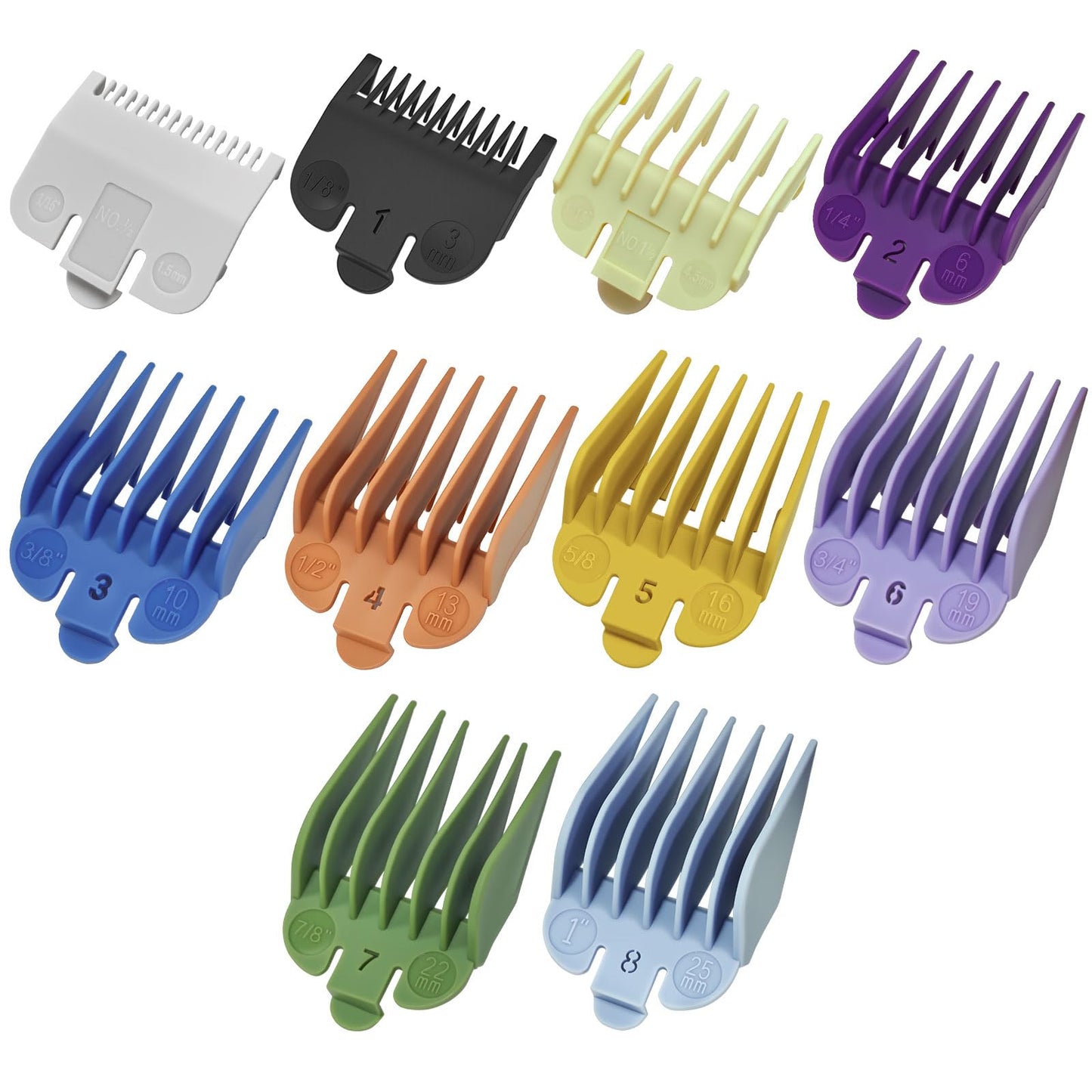 Professional for Wahl Clipper Guards Cutting Guides Set, 10Pack Hair Clipper Guards Set Compatible with Most Wahl Clippers, Cutting Lengths from 1/16" to 1" (1.5mm to 25mm)