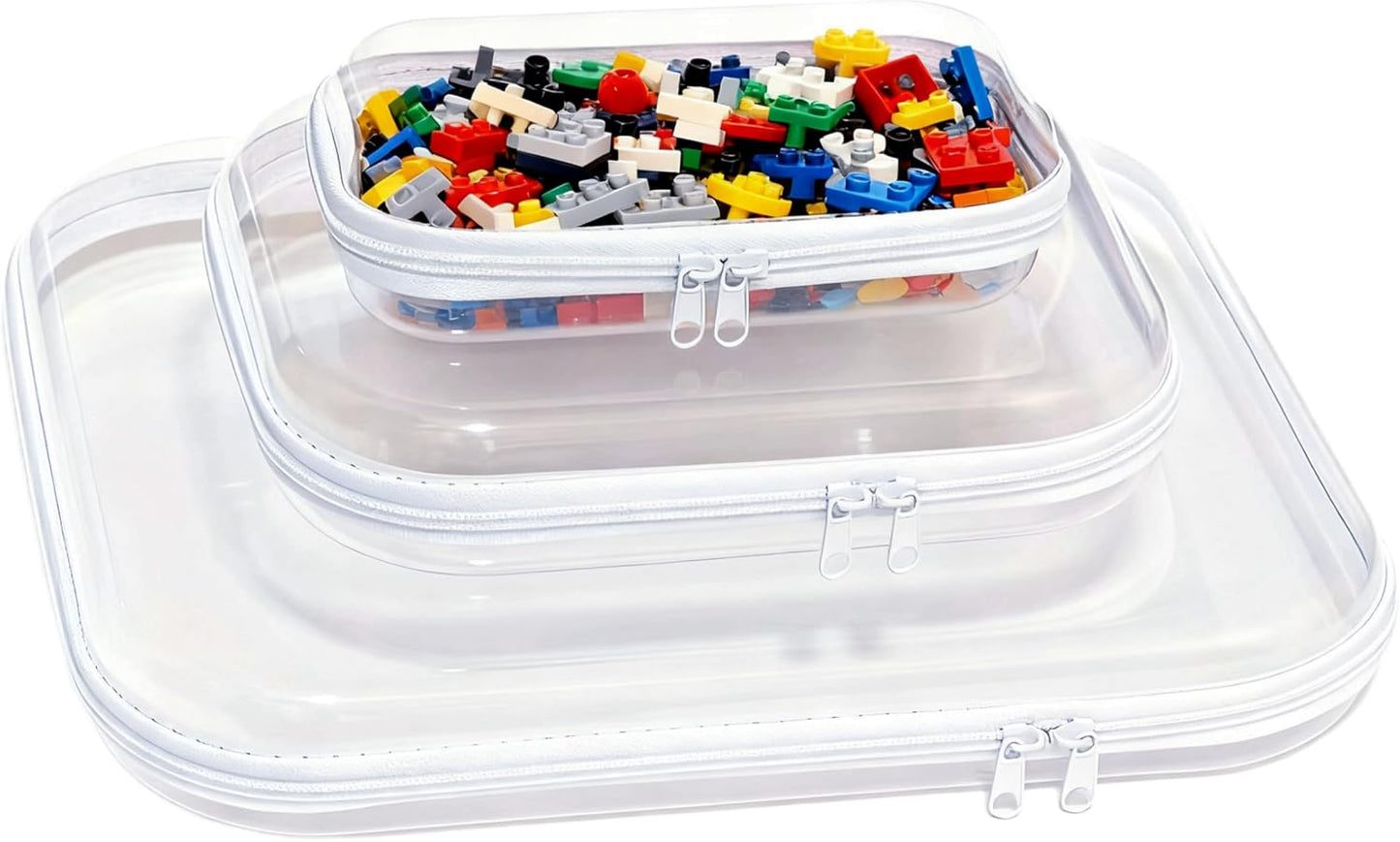 Clear Hard Plastic Zipper Case Set - Portable Travel Organizer for Makeup, Toys, Snacks | 3PCS