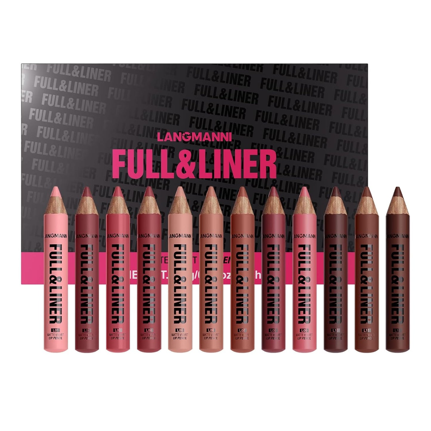 Matte Velvet Lip Liner Pencil Set - 12 Highly Pigmented, Smudge-Resistant Vegan Pencils for Shaping & Contouring