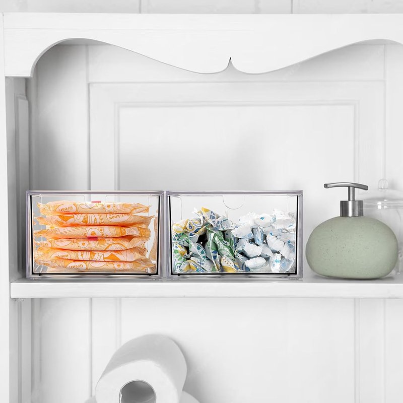 Clear Plastic Face Towel Holder - Bathroom Vanity Organizer with Drawer Storage | Compatible with Clean Skin Club Towels