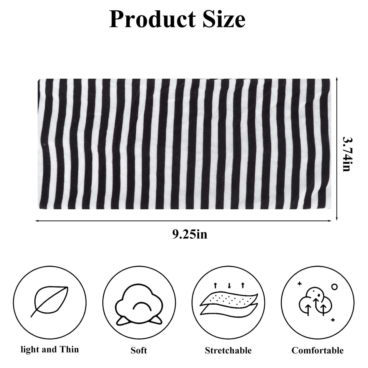 GAFATORY 6pcs Striped Headbands Stretchy Wide Headbands Non Slip Thick Hair Wraps Elastic Hair Bands Fabric Head bands for Yoga Workout Leisure