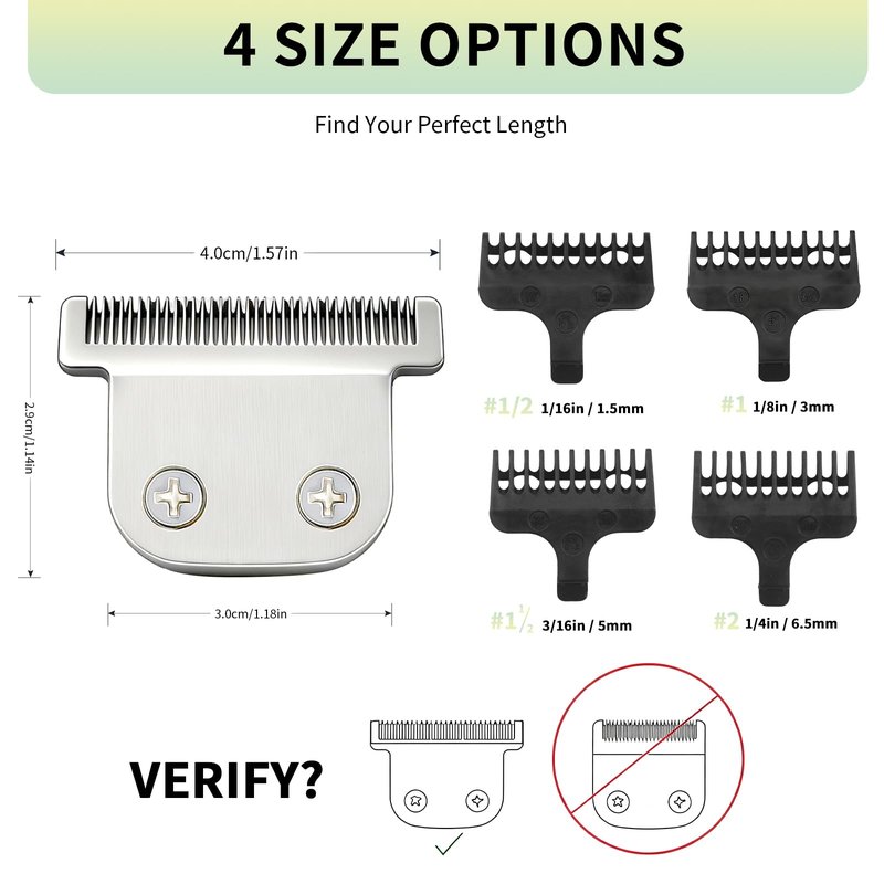 T-Blade & Comb Kit for Wahl Trimmers, Includes 1.5mm 3mm 5mm 6.5mm Combs & 2 Replacement Blades, Compatible with Wahl 9864 9864SS 9686 9818A 9854L 9876L WSS3L SS2L Etc