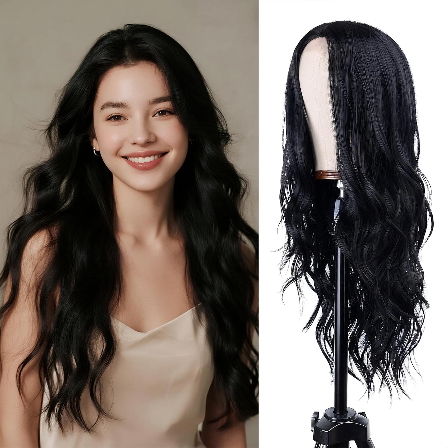 Ombre White Wig - 26 Inch Long Wavy Synthetic Hair for Daily Wear | Cosplay & Halloween