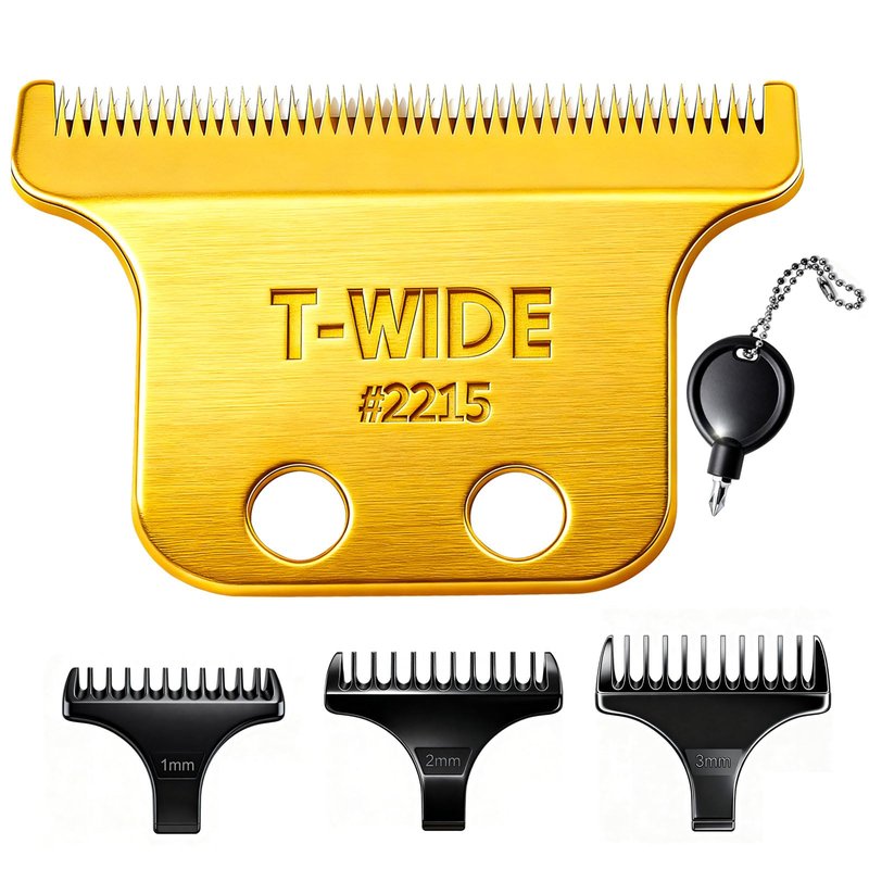 2215 Replacement T Wide Blades Compatible with Wahl 5 Star Detailer Li Trimmer(8081) and (8171) - Adjustable Stainless-steel Zero-Gap Trimmer Blade ((1PC-Gold)