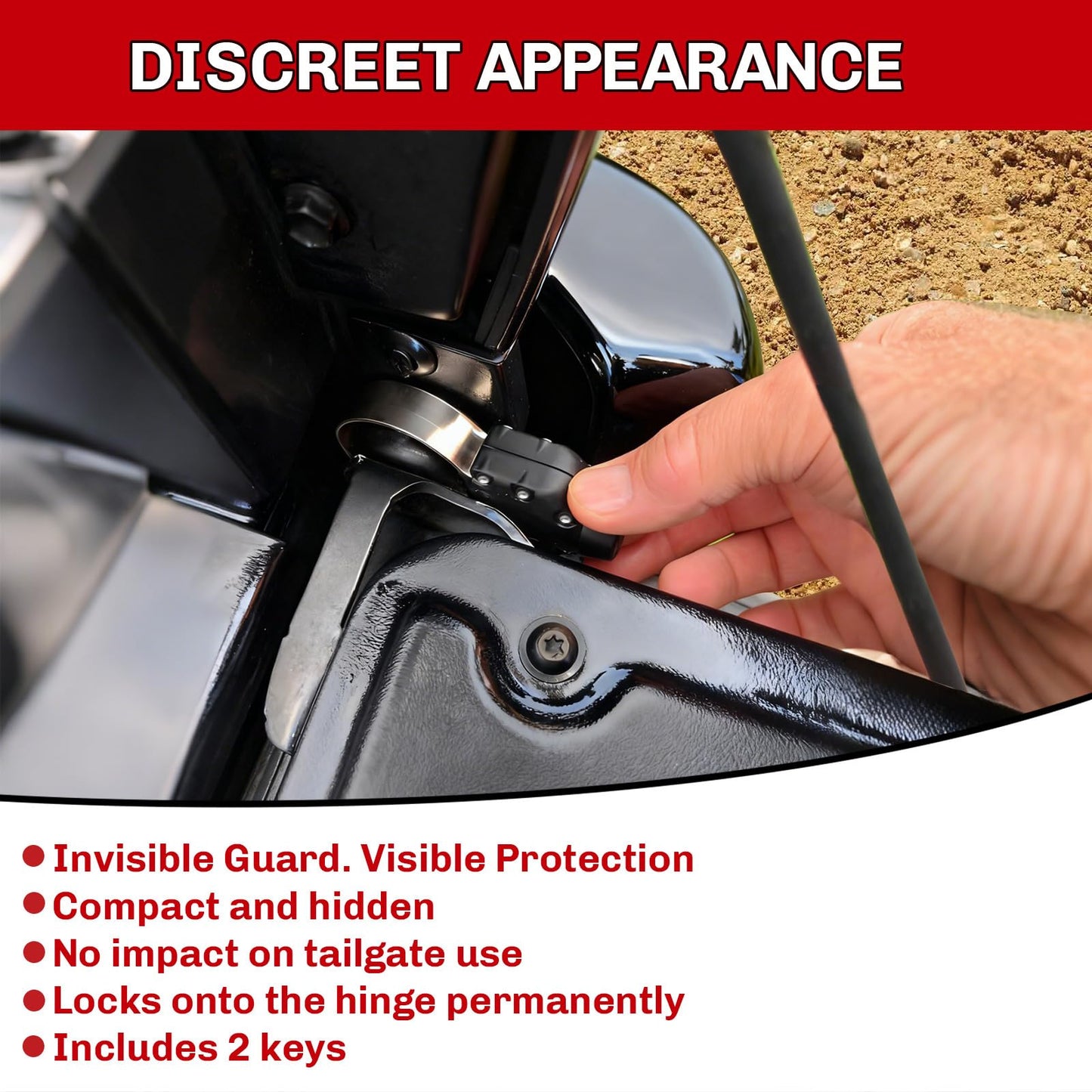 Universal Tailgate Lock for Trucks, Tailgate Anti-Theft Lock Fit for Toyota Tacoma, Quick Install with Keys, Tailgate Security Accessory