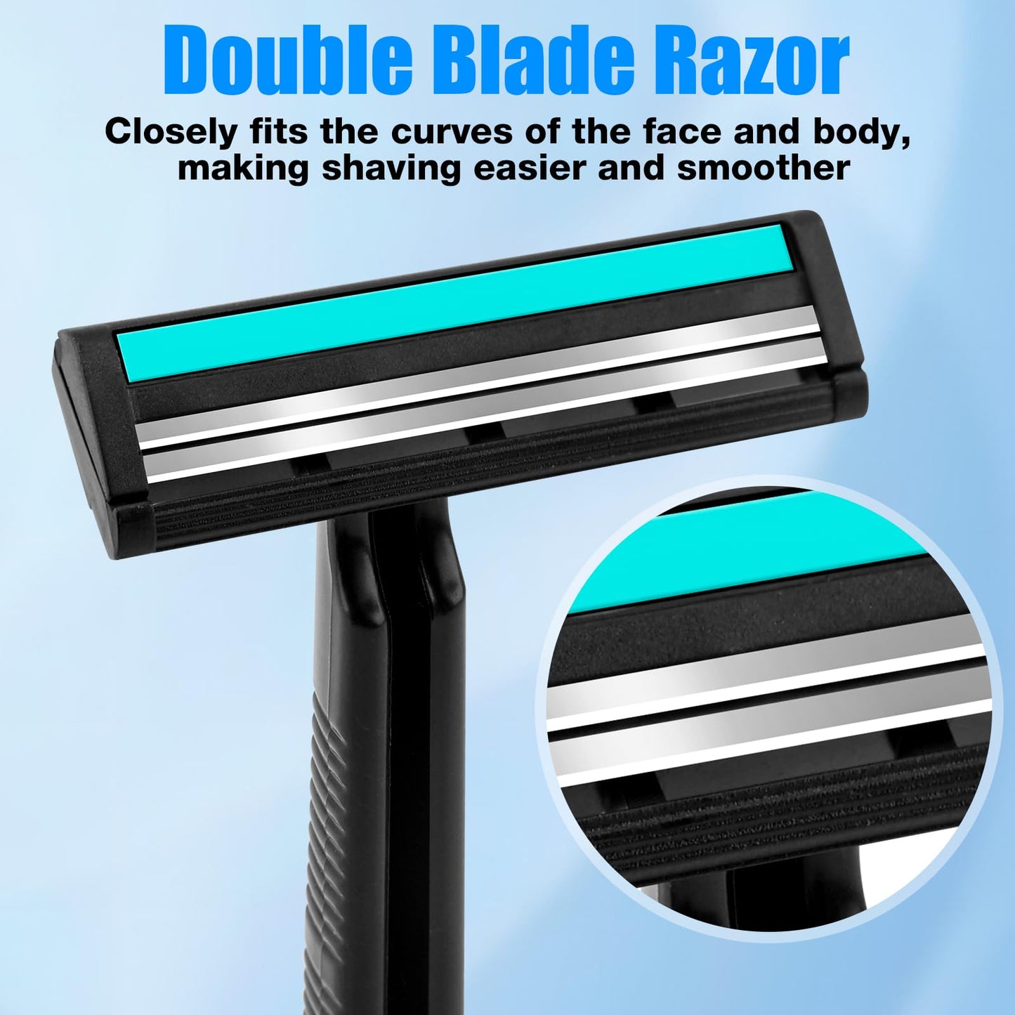 MAGDIY Disposable Razors Bulk for Men 500 Pack, Homeless Supplies Bulk, Twin Blade Mens Safety Travel Supply Shaving Razor, Face Beard Body Shavers for Hotel Camping Bathing (Black)