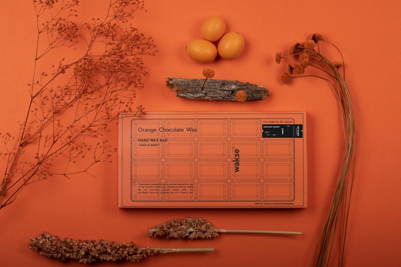 wakse Orange Chocolate Hard Wax Bar, For Face & Body Hair Removal, Stripless, Chocolate Orange Scented