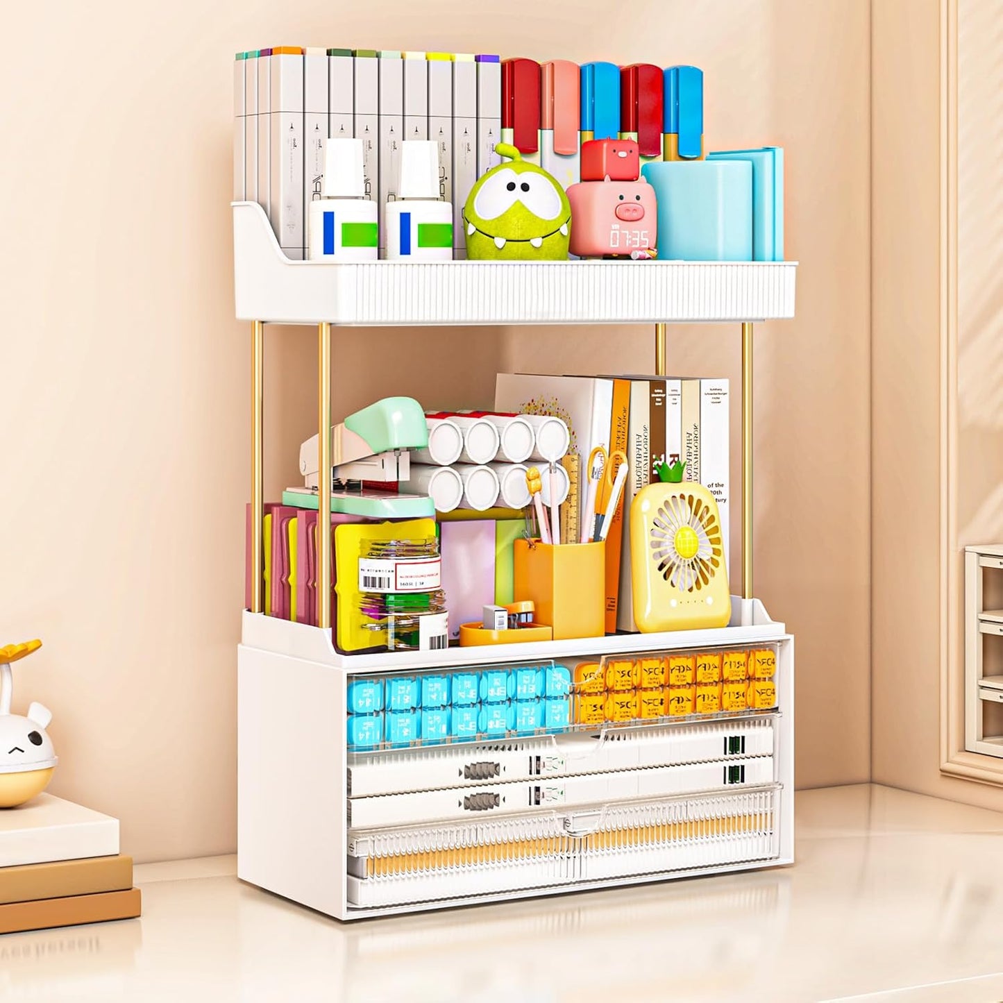 Bathroom Counter Organizer - 2 Pack Makeup Storage with 3 Drawers | Clear Cosmetic Drawer for Vanity & Dresser