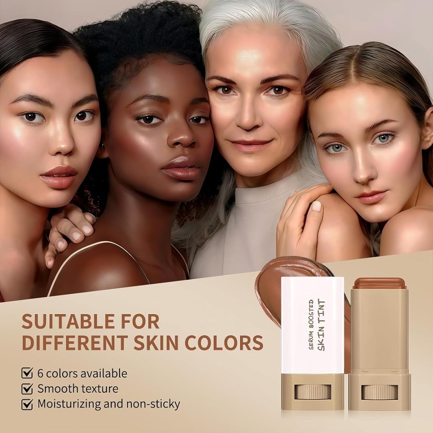 Beauty Balm Skin Tint - Full Coverage Foundation Stick & Concealer for Black Women | Natural Finish (#02)