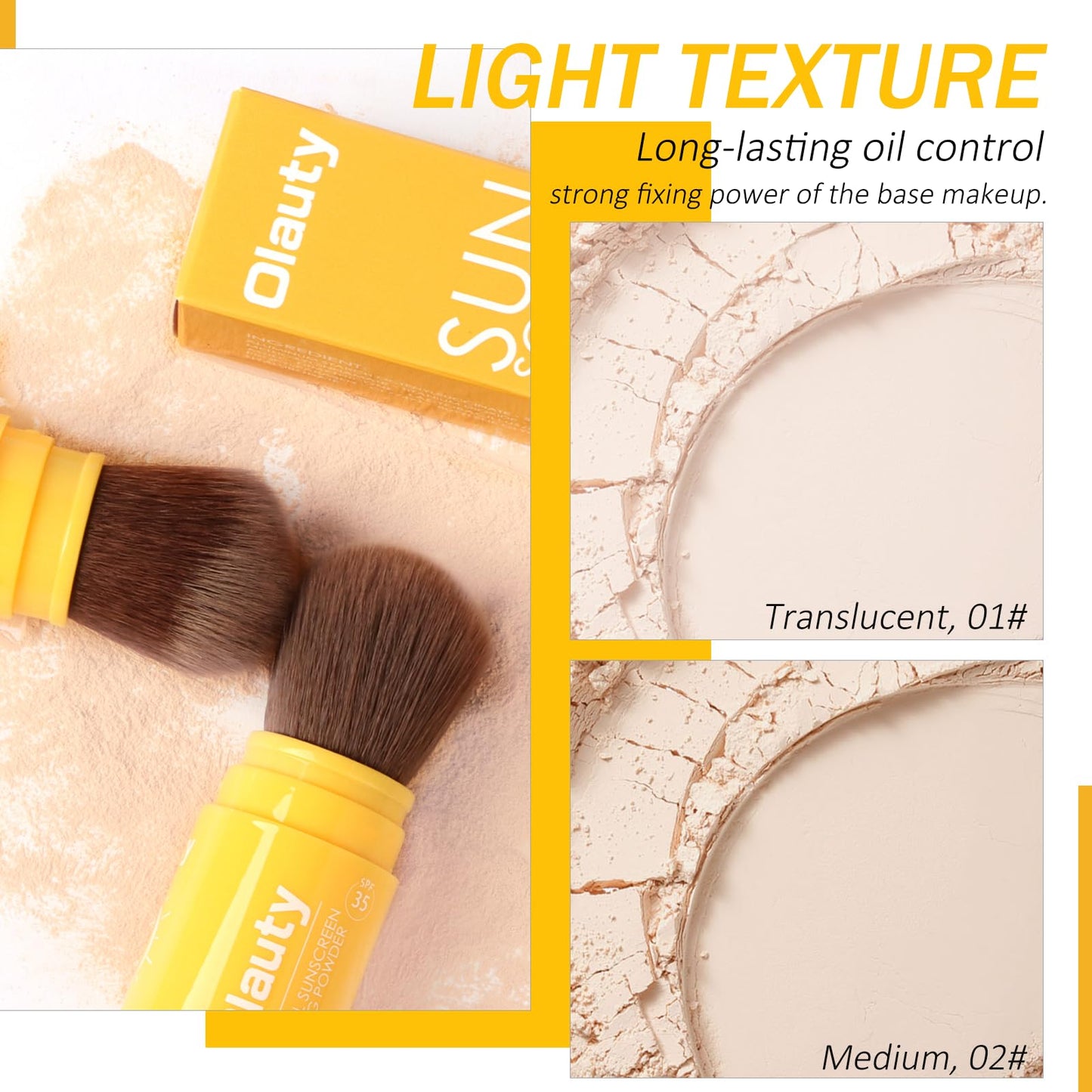 Mineral Powder Sunscreen for Face Scalp & Hair, SPF 35,Brush on Sunscreen Setting Powder,Oil Control Face Sunblock,Natural Matte Finish Beach Essentials,Long Lasting Lightweight Breathable (Medium)