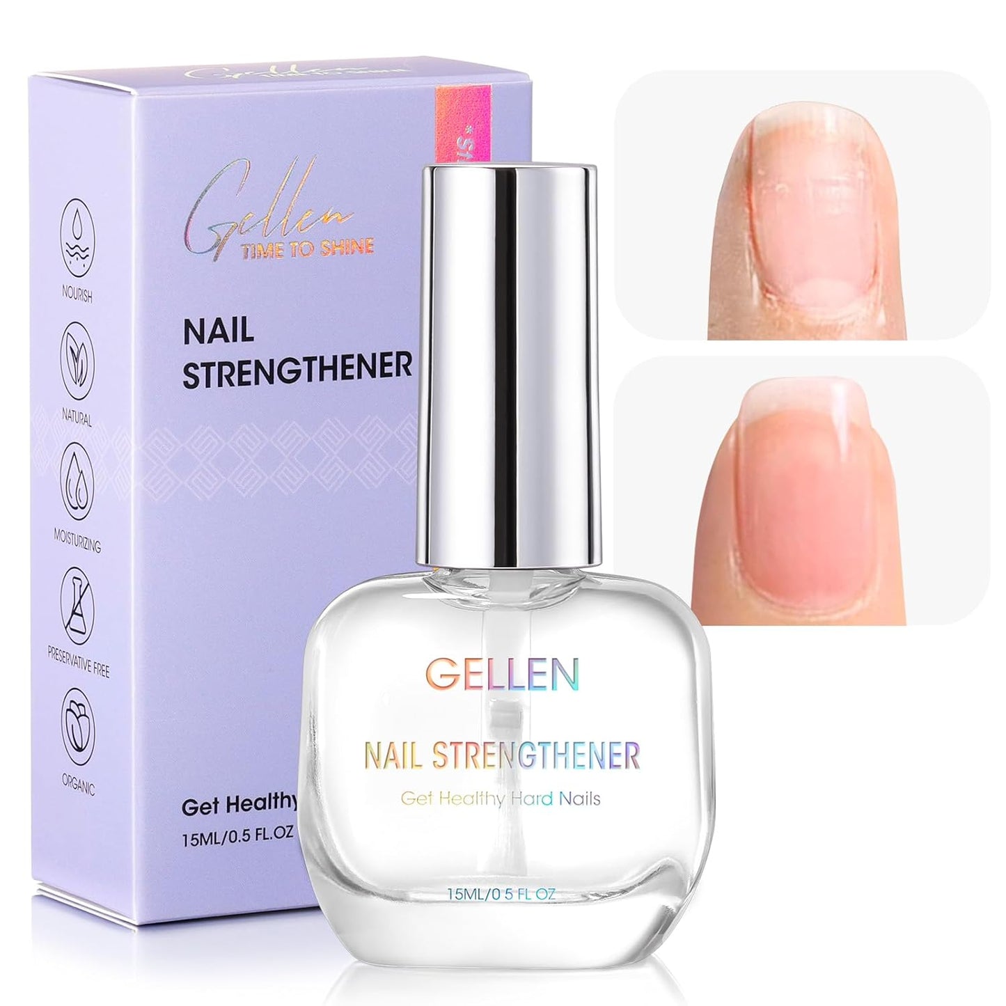 GELLEN Nail Strengthener - 8-in-1 Protein Serum for Weak, Brittle Nails | Lavender Scented Ridge Filler