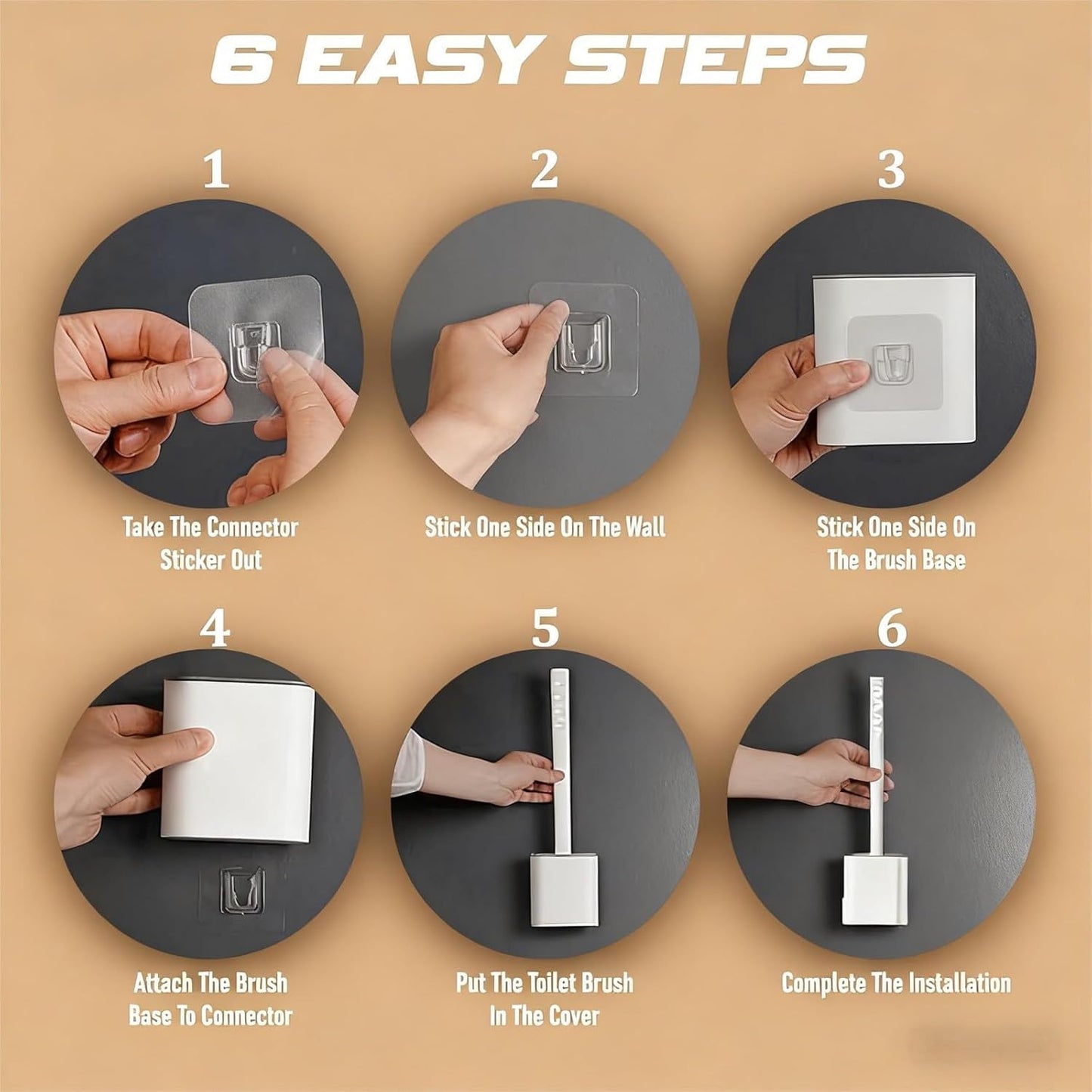 Silicone Toilet Brush with Holder, Compact Non-Scratch Bathroom Cleaning Brush for Small Spaces, Wall-Mounted Design, Organization, Ventilation Slots Base（Black/White） (White)