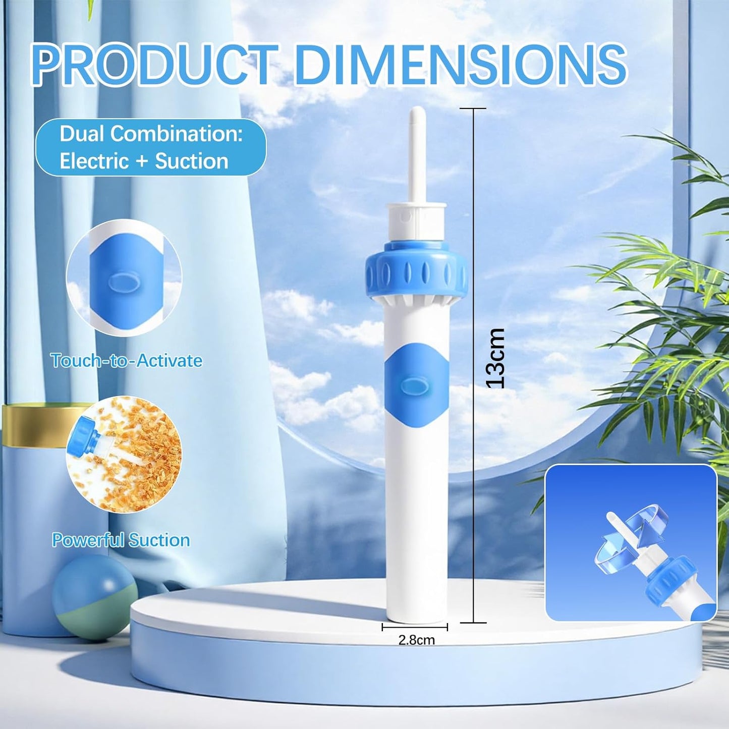 Electric Ear Wax Removal Tool - Vibration Suction & Soft Silicone Tips | Portable Case Included