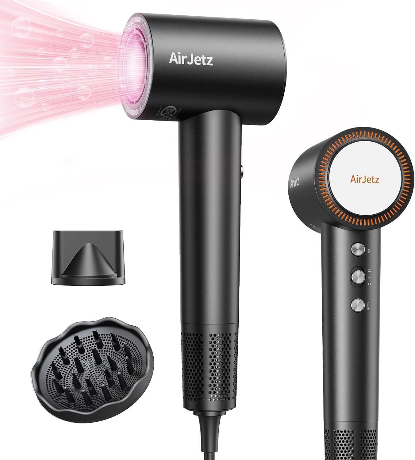 High-Speed Ionic Hair Dryer - 160,000 RPM Professional Lightweight Blow Dryer with Diffuser & Magnetic Nozzle | White