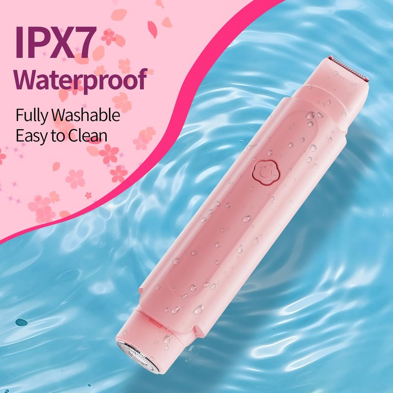 Bikini Trimmer for Women - 2 in 1 Women Electric Razor, Rechargeable Body Hair Trimmer and Facial Hair Remover, IPX7 Waterproof Wet & Dry Use Womens Electric Shaver for Bikini Underarm Leg Arm Body