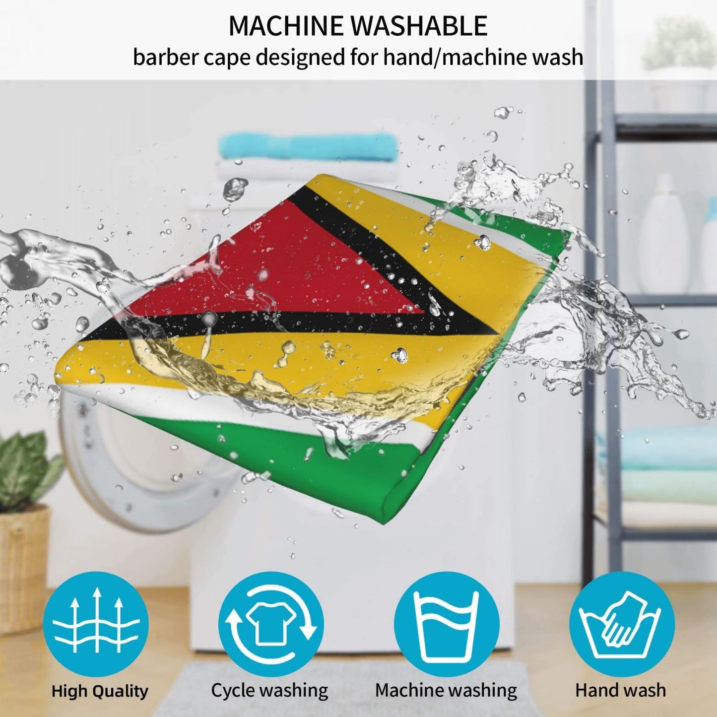 Guyana Flag Hair Cutting Barber Cape Hair Salon and Dyeing Styling Cloth for Women/Men