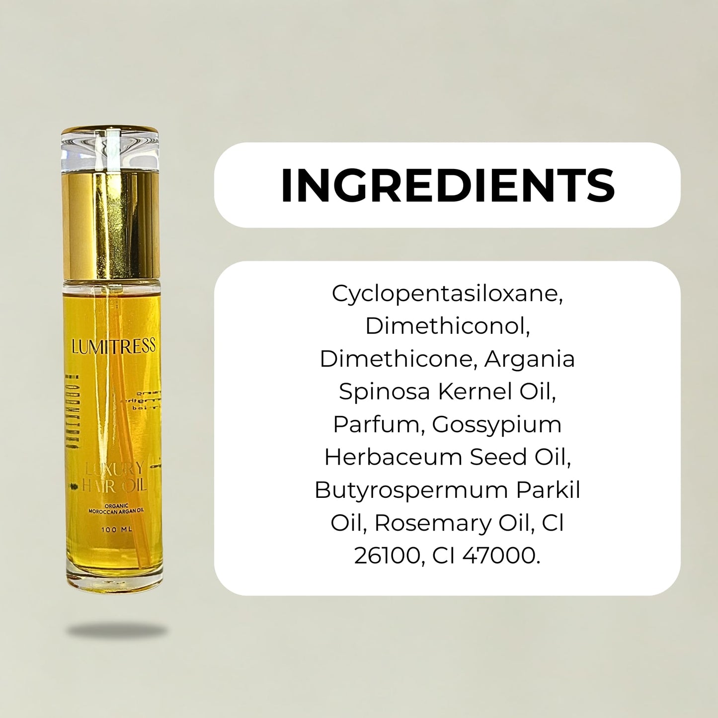 Lumitress Luxury Hair Oil, Leave-in Treatment, Frizz Control, Split End Repair