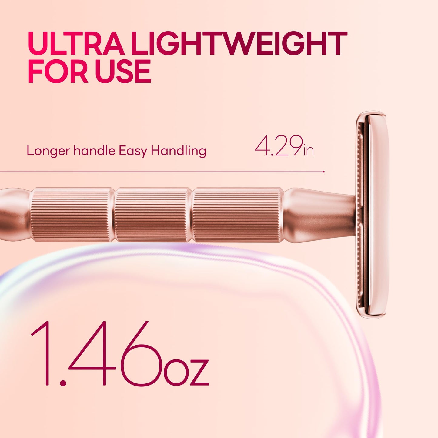 CAVEEM Double-Edge Safety Razor, Single-Blade Razors with 5 Stainless Steel Safety Razor Blades for Men and Women, Reusable Metal Razor Rose Gold