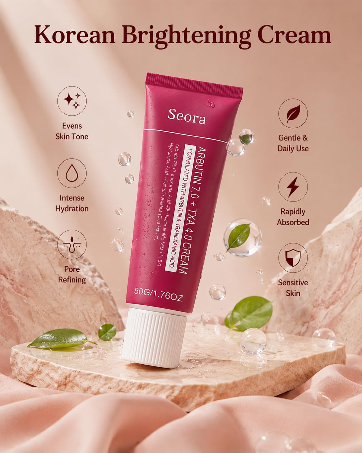 Korean Arbutin Brightening Cream - Hydrating Moisturizer for Even Skin Tone | All Skin Types (1PC)