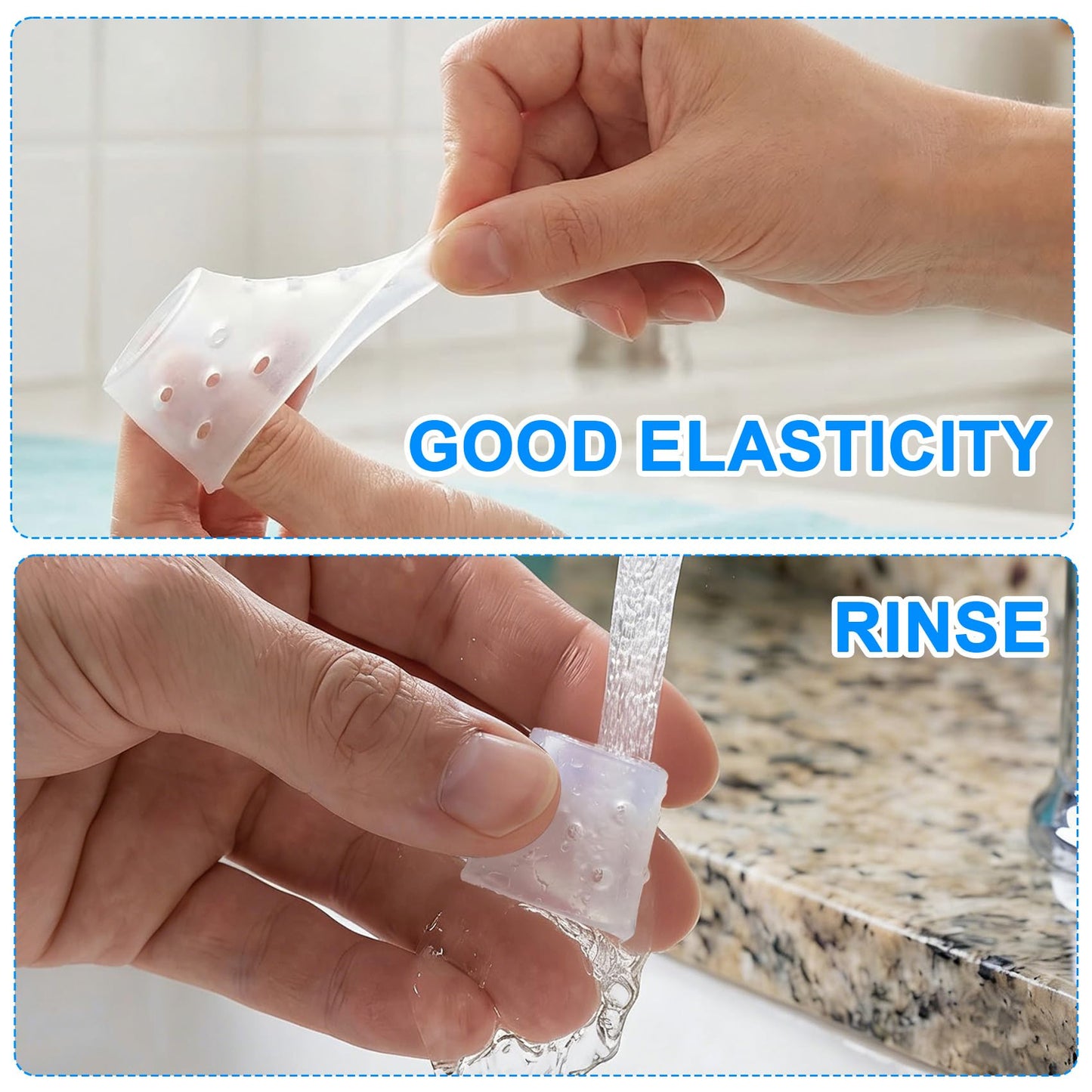 PAGOW 12pcs Finger Covers for Skin Picking, Reusable Silicone Stop Nail Biting Finger Guard, Breathable Anti Skin Picking Finger Gloves for Nail Biting Prevention, Cuticle Protection, Cracked - Clear