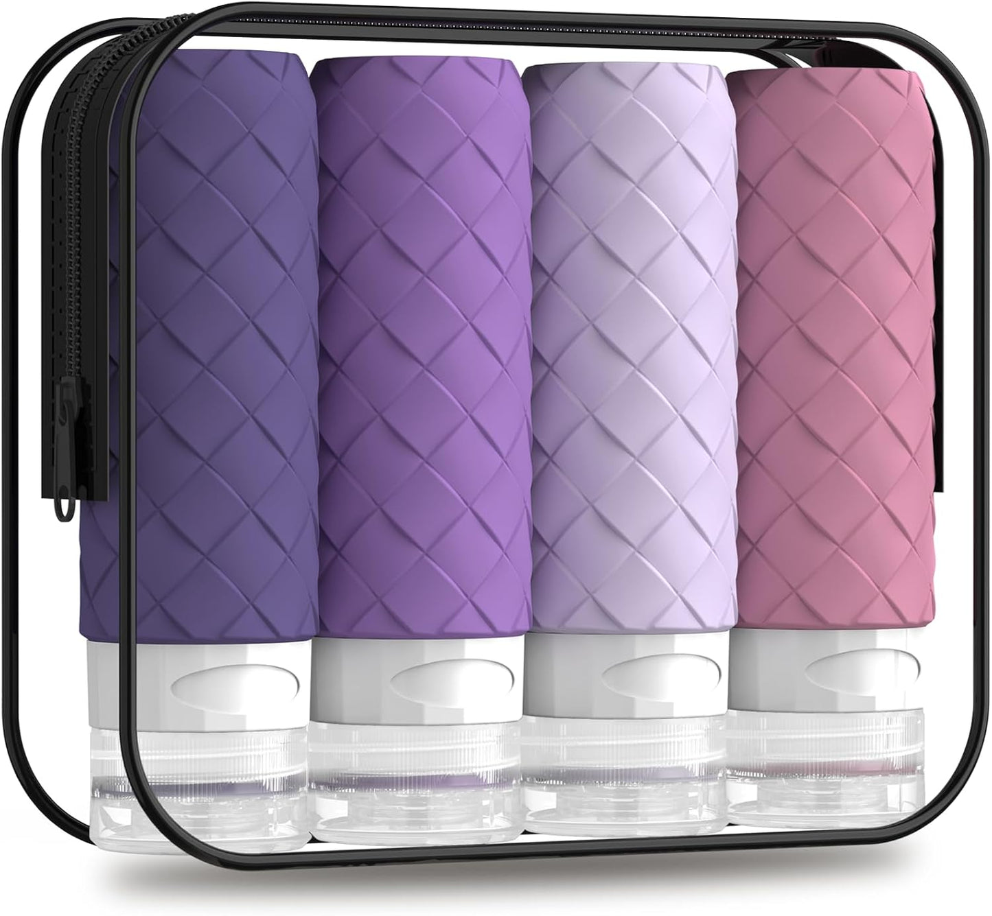 Travel Bottles for Toiletries - TSA Approved Silicone Containers | BPA Free, Leak Proof, Refillable - Purple