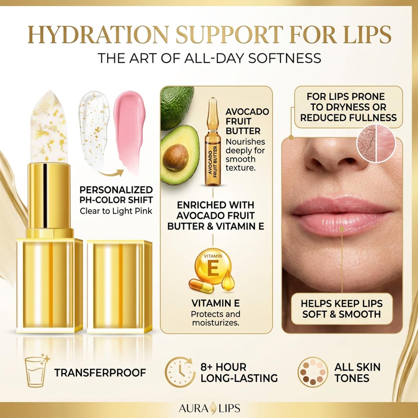 Areliaa signature Lipstick, PH Adjusting Color for Mature Women, Clear to Light Pink, Transferproof & Long-Lasting 8+ Hours, Hydrating Lip Care without Stripping, All Skin Tones (2)