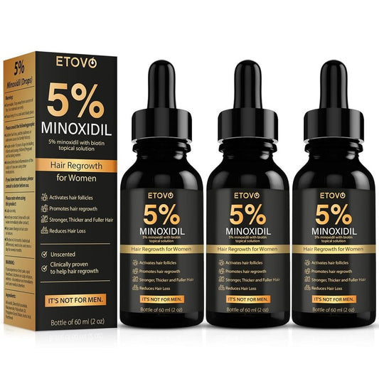 Minoxidil Hair Growth Serum for Women - Thicker, Fuller Hair | 3 Bottles of 2oz