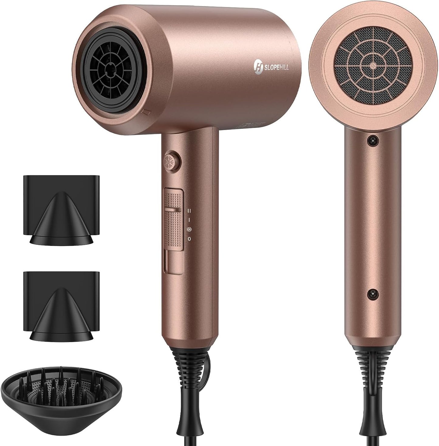 Ionic Hair Dryer - Powerful 1800W Fast Drying with Low Noise | 2 Concentrator Nozzles & 1 Diffuser - Agate Red