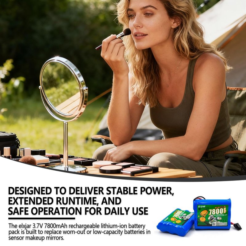elxjarenergy (2-Pack) 3.7V 7800mAh Battery Compatible with ST3007 ST3011 SH02 Sensor Makeup Mirror 1S3P Li-ion Pack with Protection Circuit (ST3007/ST3011)