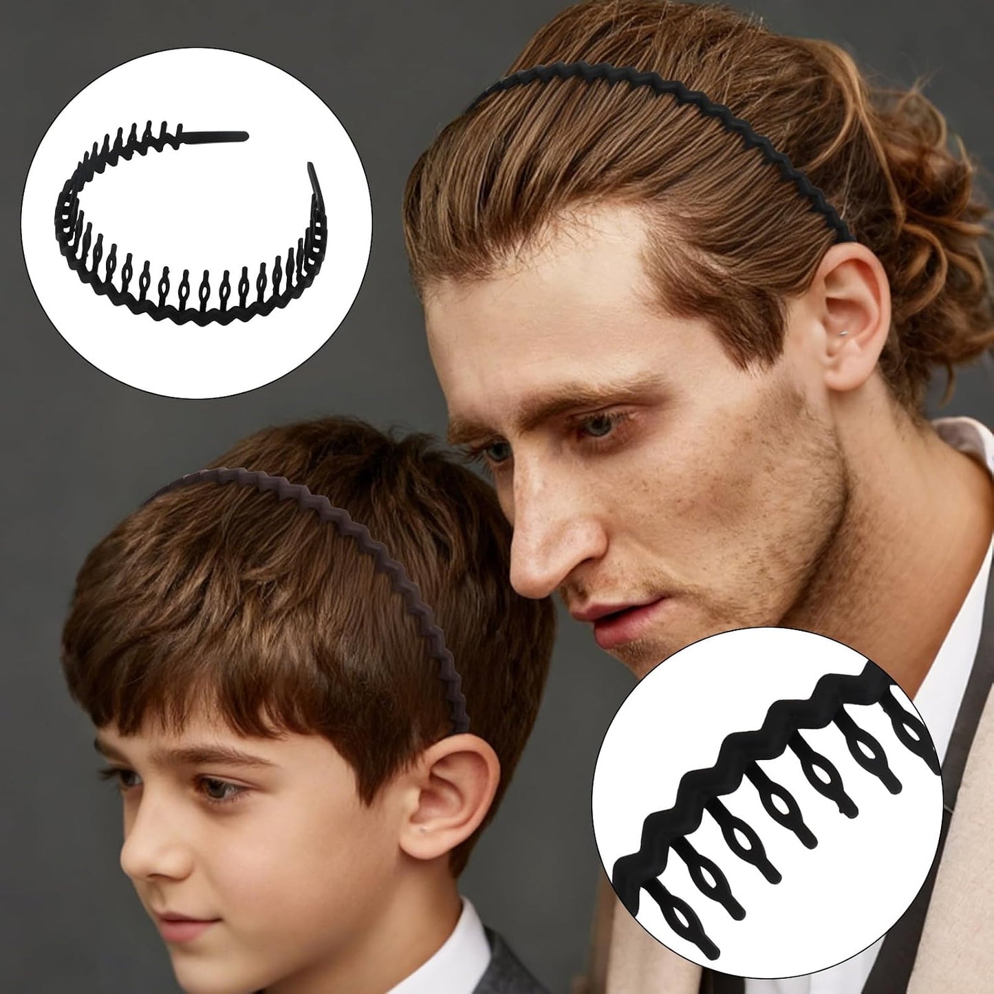 Zig Zag Headbands - Wavy Non-Slip Hair Accessories for Women & Men | 3 Pcs Set