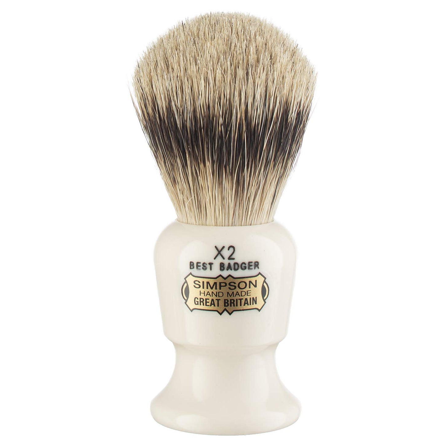 Commodore Best Badger Brush- Simpson Shaving Brushes - Faux Ivory Handle (X2 Best)