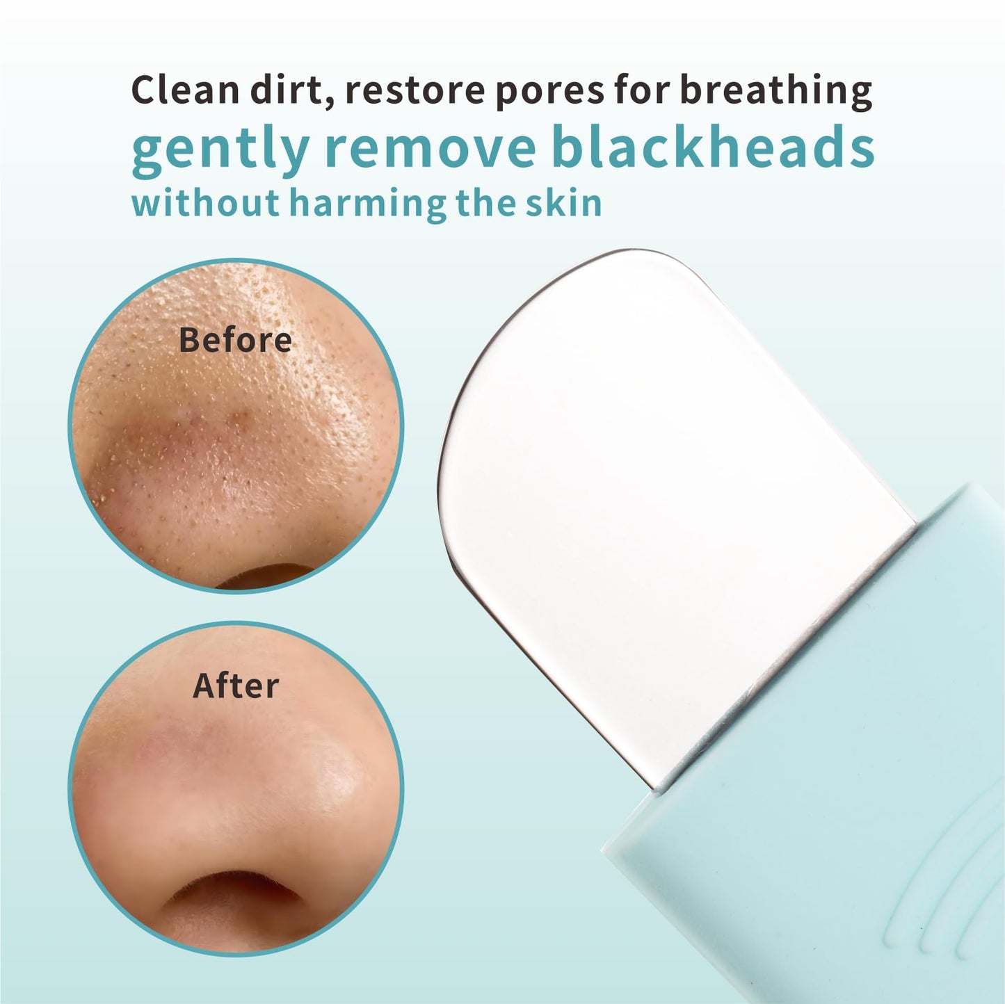 Blackhead Remover Tool,Black Head Remover for Face Nose-2 in 1 Pore Cleaning Brush Face Scrubber Skin Care Scraper Mask Applicator Spatula for Men Women Deep Cleansing (Blue)