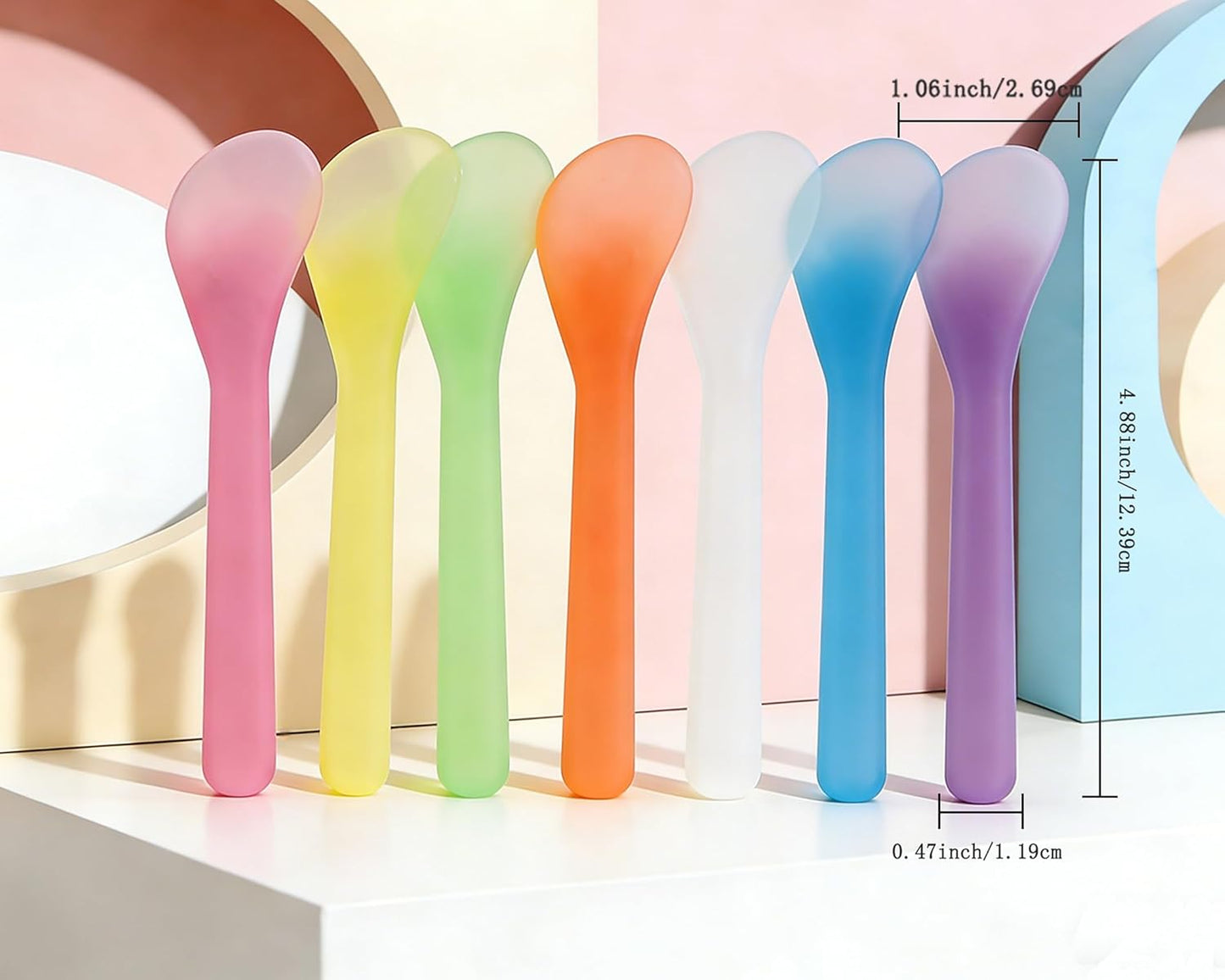 **Cosmetic Spatulas - 100 PCS Reusable Makeup Scoops in 7 Colors | Hygienic Mixing Tool for Face Masks & Skincare (4.88'' x 1.06'')**