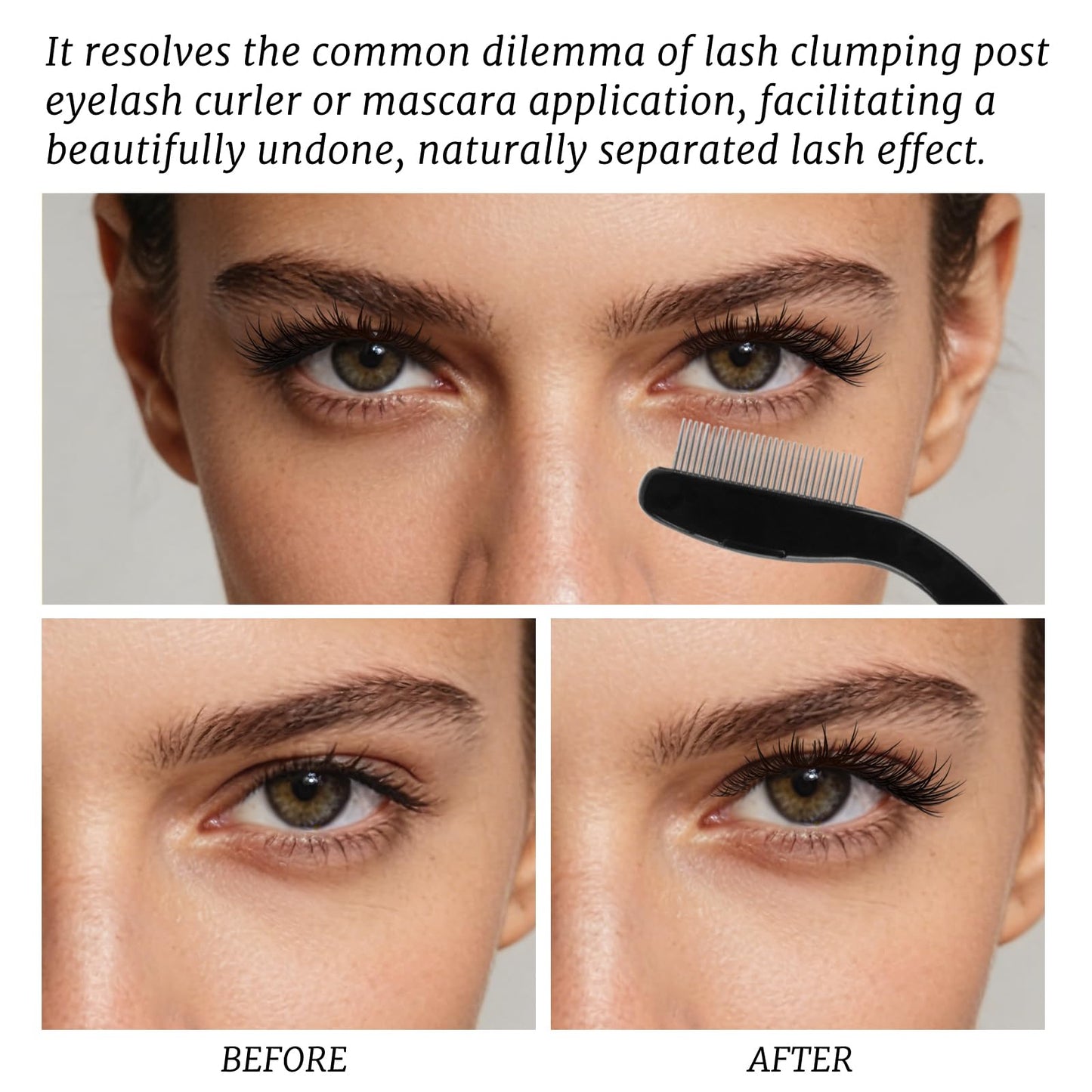 Eyelash Separator Tool, Foldable Eyelash Comb for Convenience, Black Plastic and Stainless Steel, Ideal for Daily Makeup to Remove Mascara Clumps