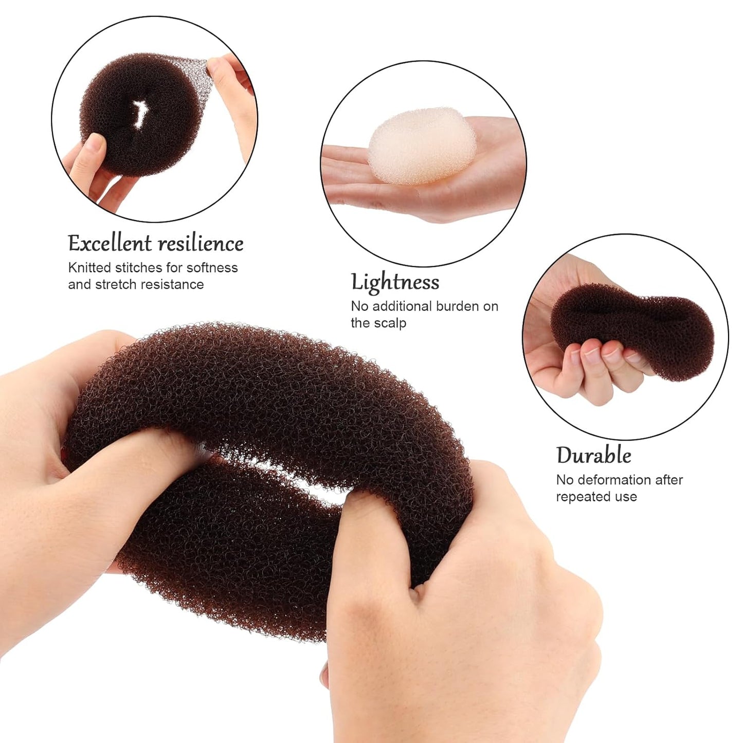 Hair Bun Maker - 12 Pcs Medium Sock Bun Doughnuts for Ballet Style Buns | Long Hair Accessories (Size M / 2.75 Inch, Brown)