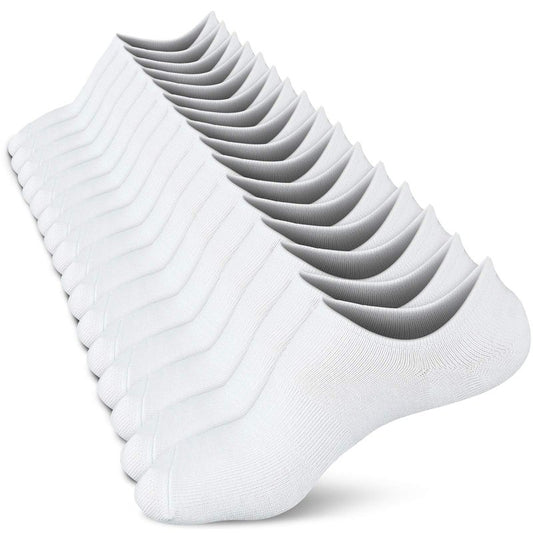 wernies Women No Show Socks Invisible Loafer Flat No Slip Rise Flats Ankle Liners Short Thin Low Cut, white, 5-8