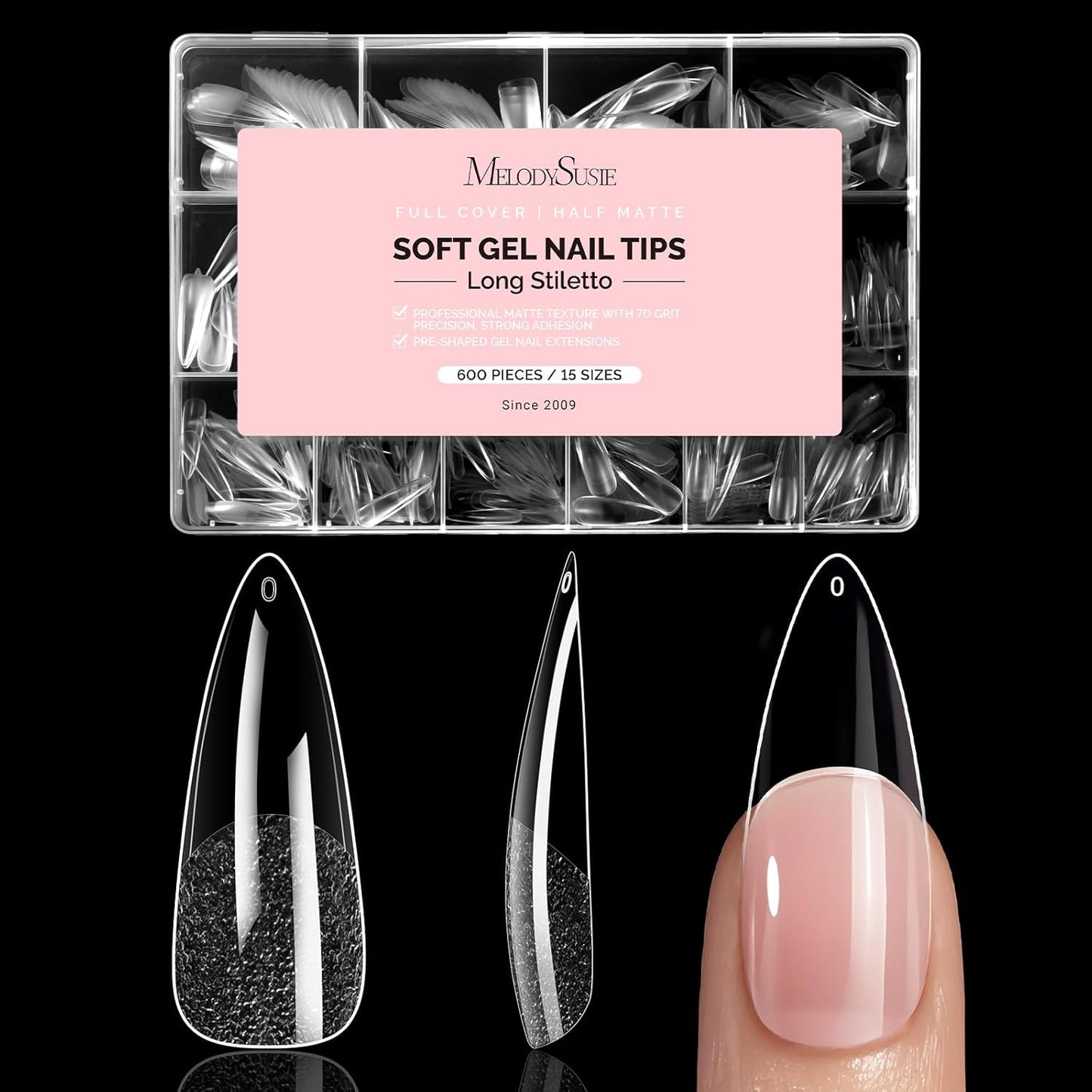 Short Square X Nail Tips - 600 Pcs Clear Acrylic Press-On Nails | Half Matte Full Cover for DIY & Salon Use