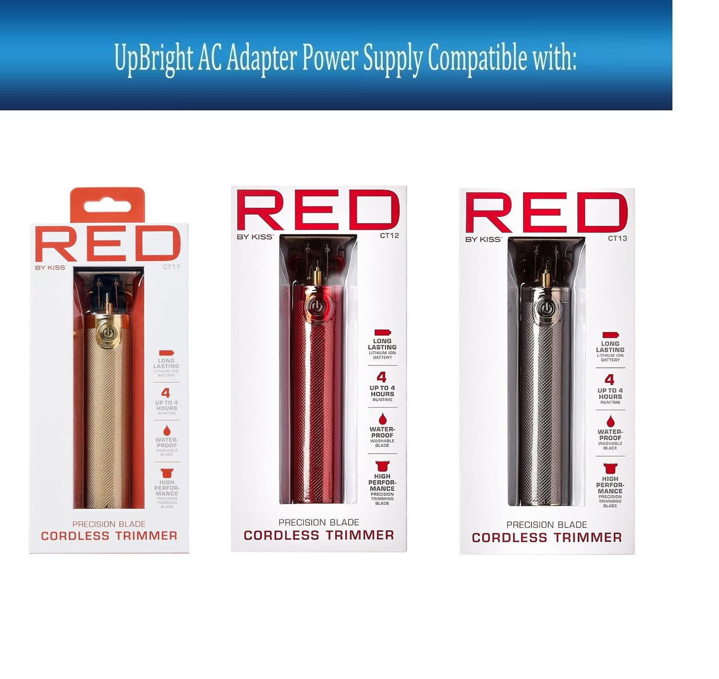 UpBright 2-Prong AC DC Adapter Compatible with RED by KISS Model CT11 CT12 CT13 Batch NO. GV41V00 Precision Blade Rechargeable Cordless Hair Trimmer Redbykiss Power Supply Cord Cable Battery Charger