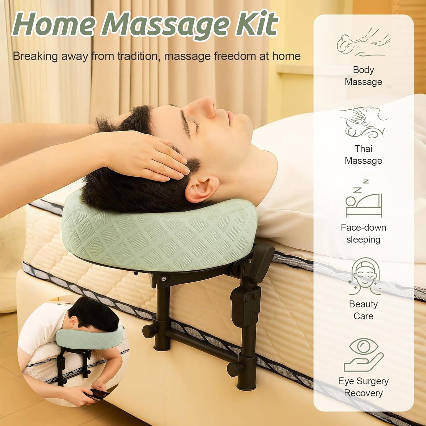 Adjustable Massage Headrest - Portable Face Cradle for Home Use | Ideal for Eye Surgery Recovery