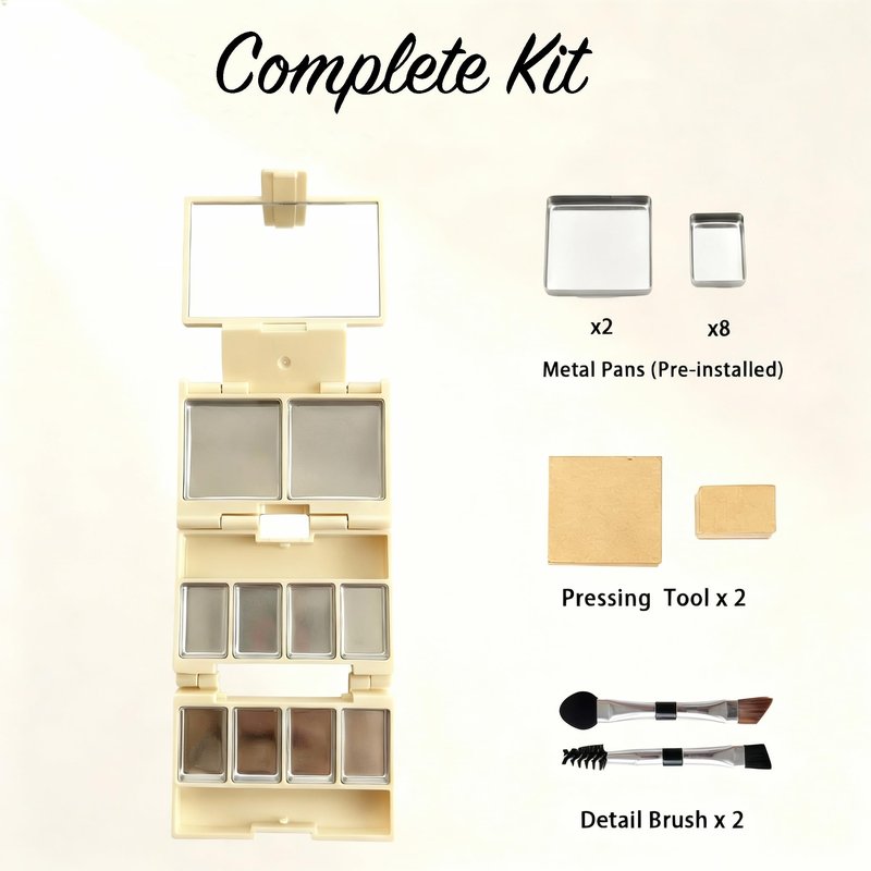 Foldable Magnetic Empty Makeup Palette with Mirror 2 Pack - DIY Eyeshadow Depot & Organizer Kit, 3-Layer Compact Travel Case, 20 Pans, Brushes & Tools, Yellow & Blue