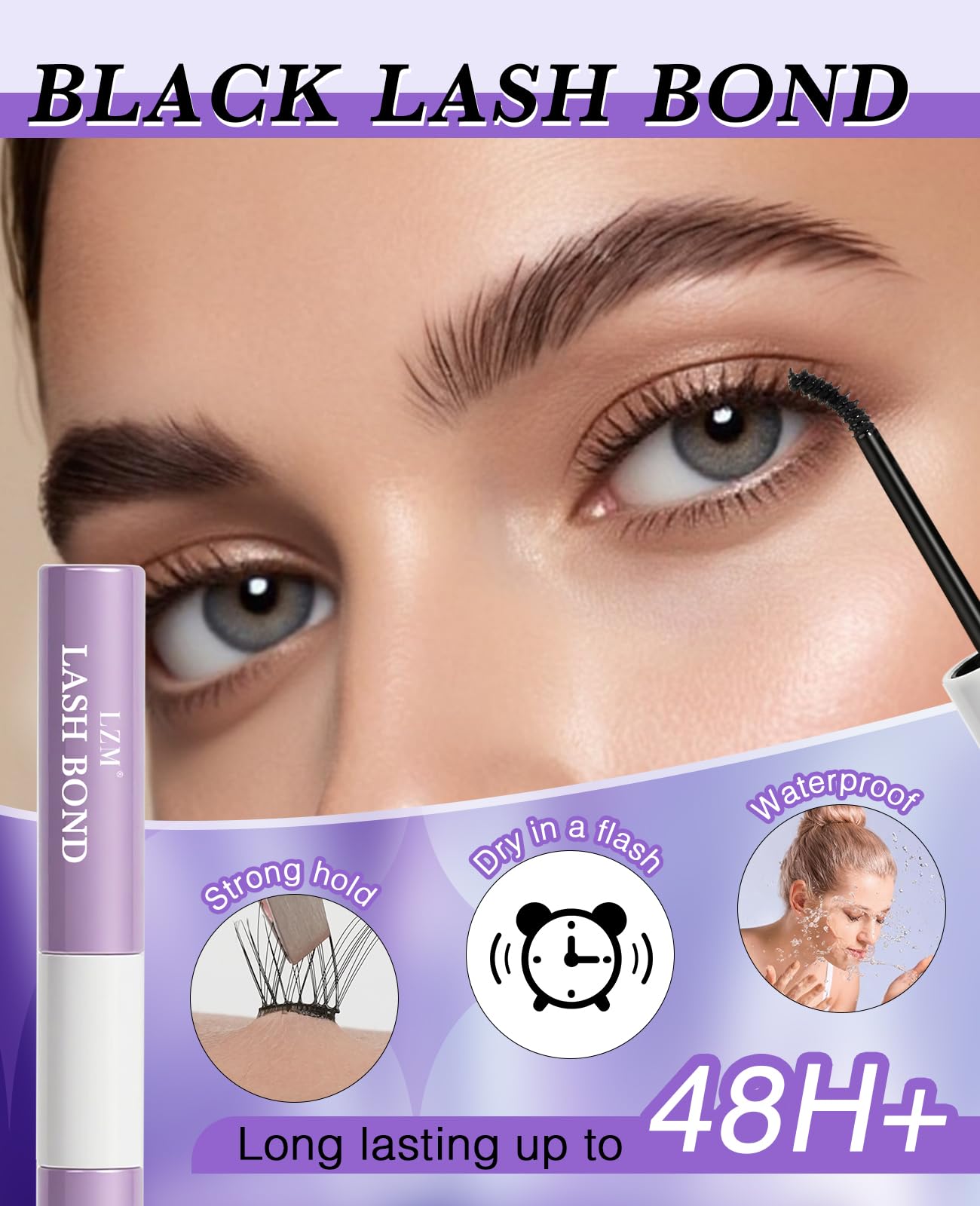 LZM Bond and Seal Lash Glue Eyelash Glue 2 in 1 Strong Hold Long Lasting Cluster Lashes Bond and Seal for Individual Eyelashes (5ml+5ml-09)