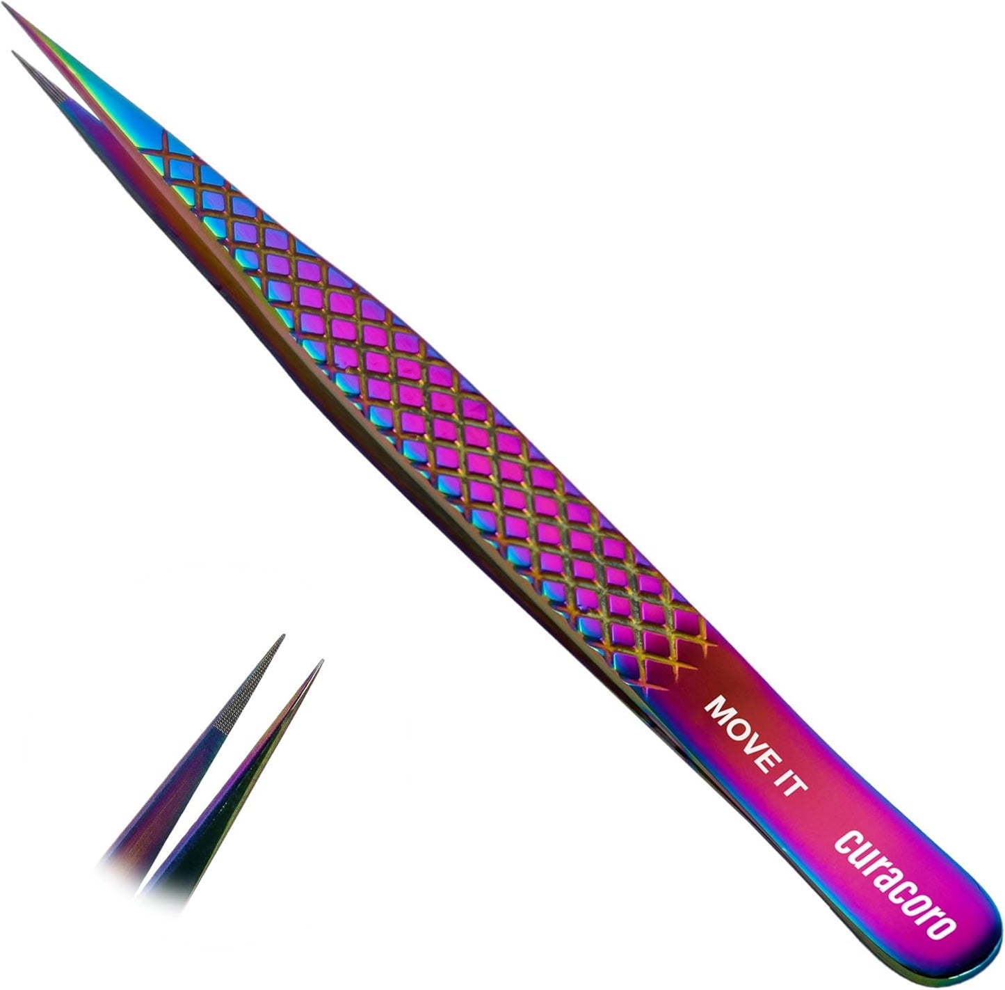 Curacoro Lash Tweezer - Precision Fiber Tip Grip for Eyelash Extensions | Multi-Shape Silver Tweezers for Volume & Isolation