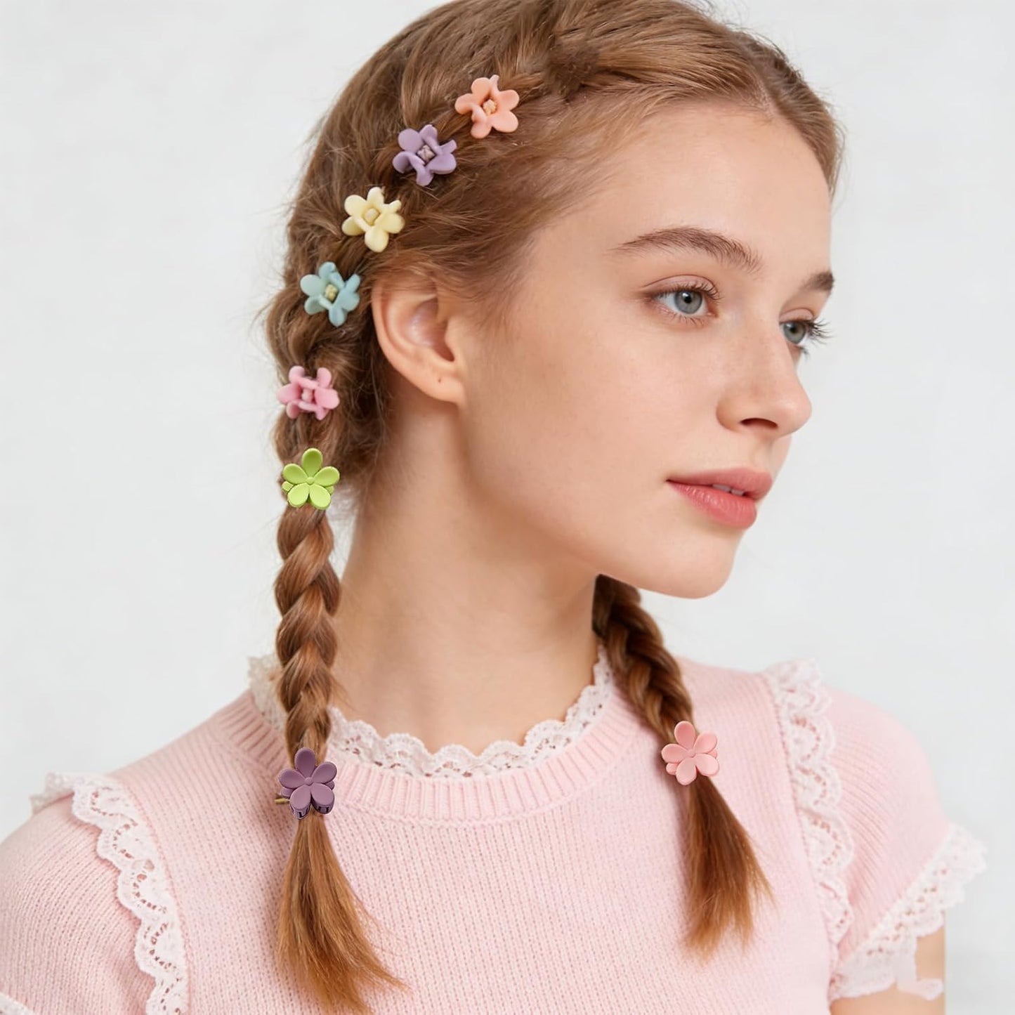 Mini Flower Hair Clips for Kids - 100Pcs Colorful Claw Clips | Cute Toddler Hair Accessories for Girls & Teens